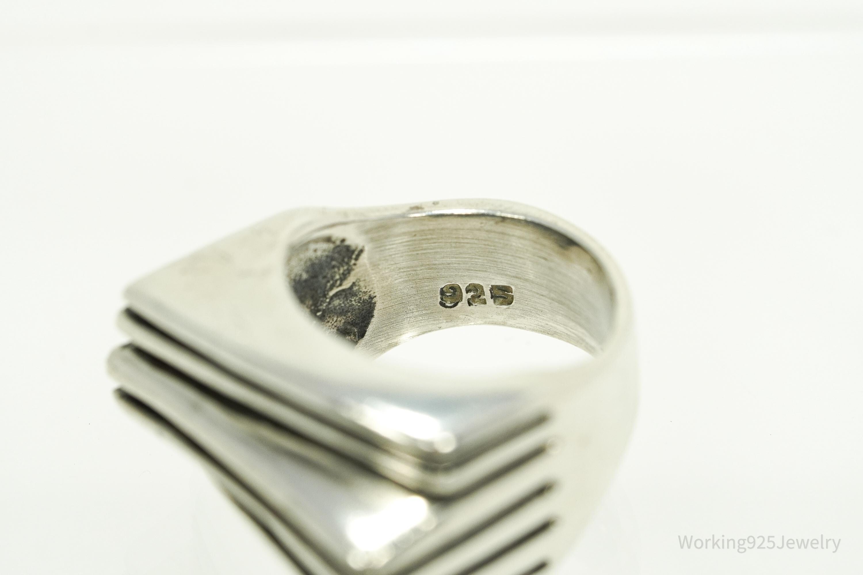 Vintage Chunky Modernist Style Sterling Silver Ring - Size 5.75