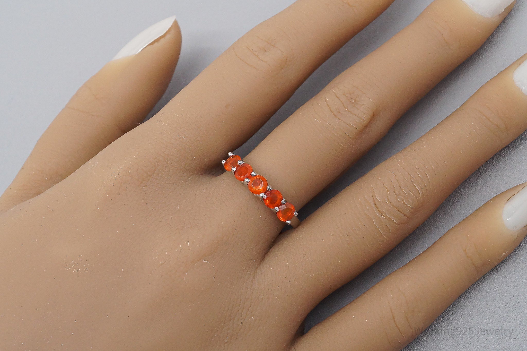 JTV TGGC Orange Fire Opal Sterling Silver Ring - Size 7.75