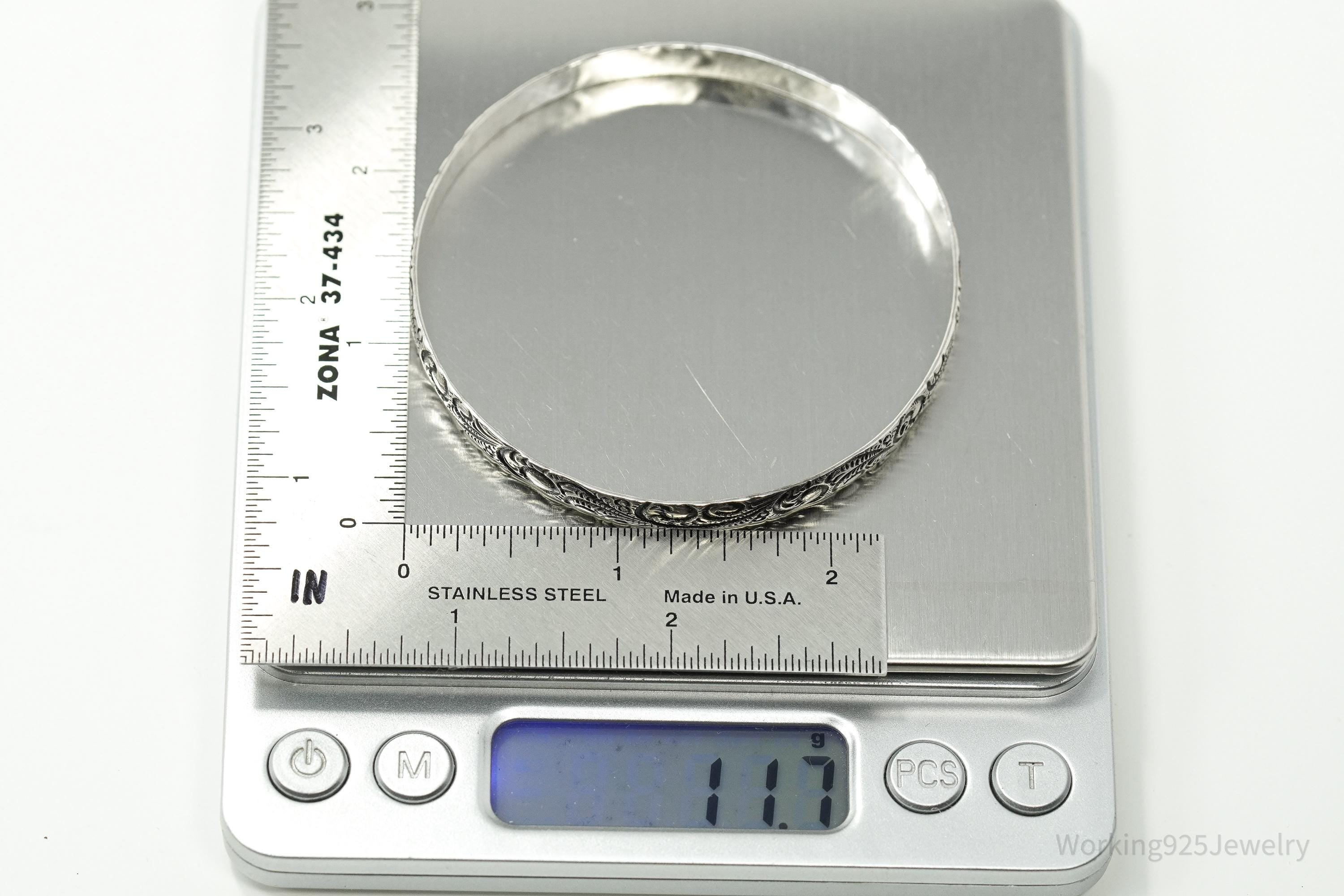 Antique Designer Danecraft Art Deco Pattern Sterling Silver Bracelet 8"