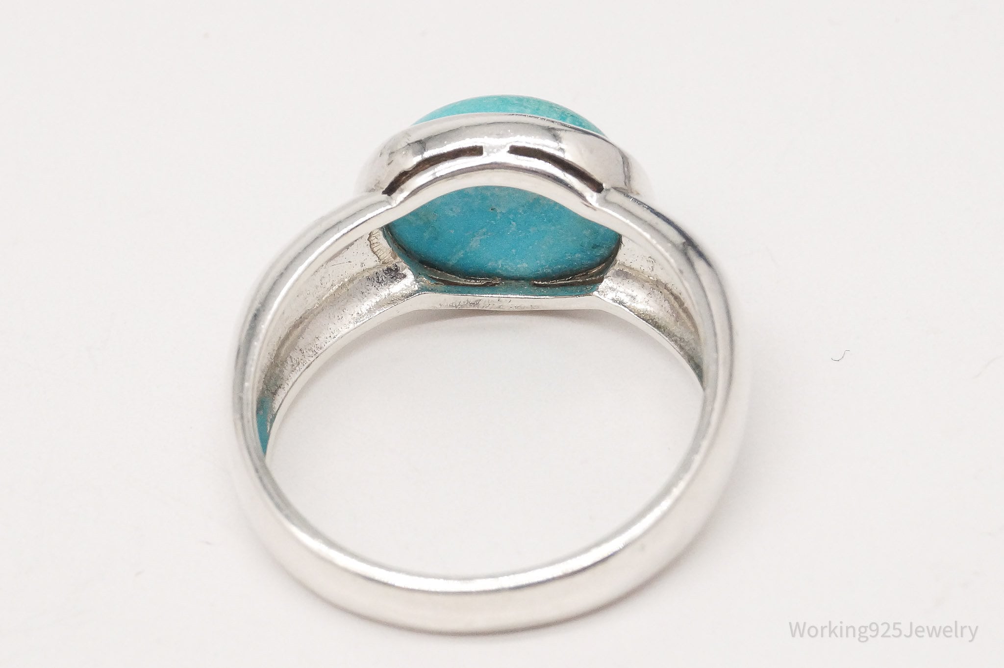 Vintage CNA Aqua Stone Sterling Silver Ring - Size 9.5