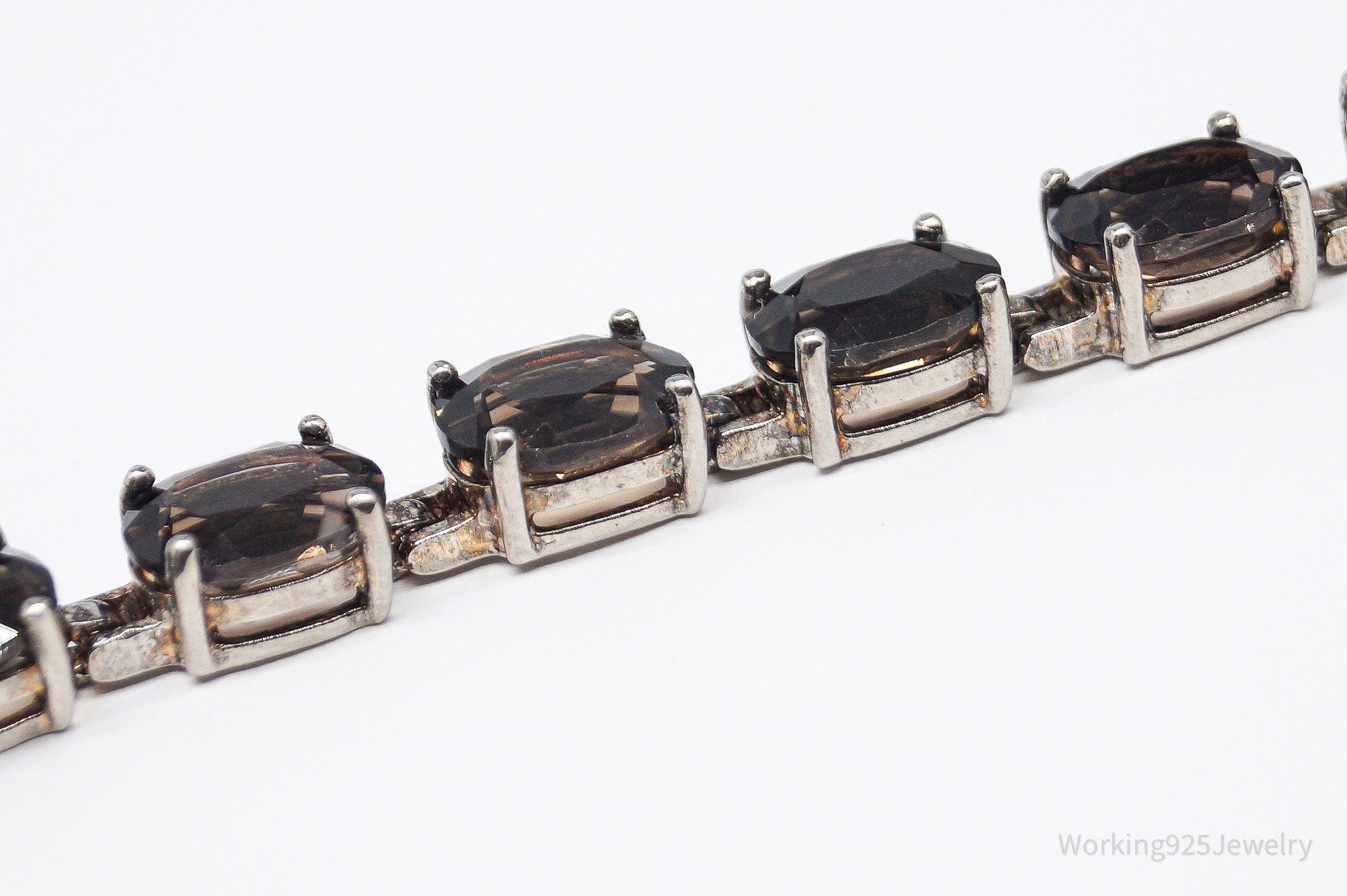 Vintage ALX Smoky Quartz Sterling Silver Bracelet 8"