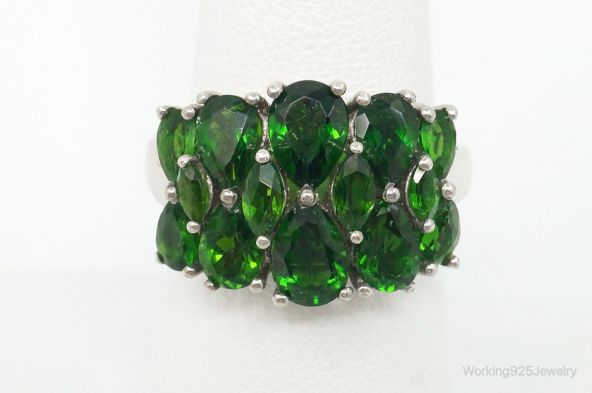 Vintage Peridot Art Deco Sterling Silver Ring - Size 7