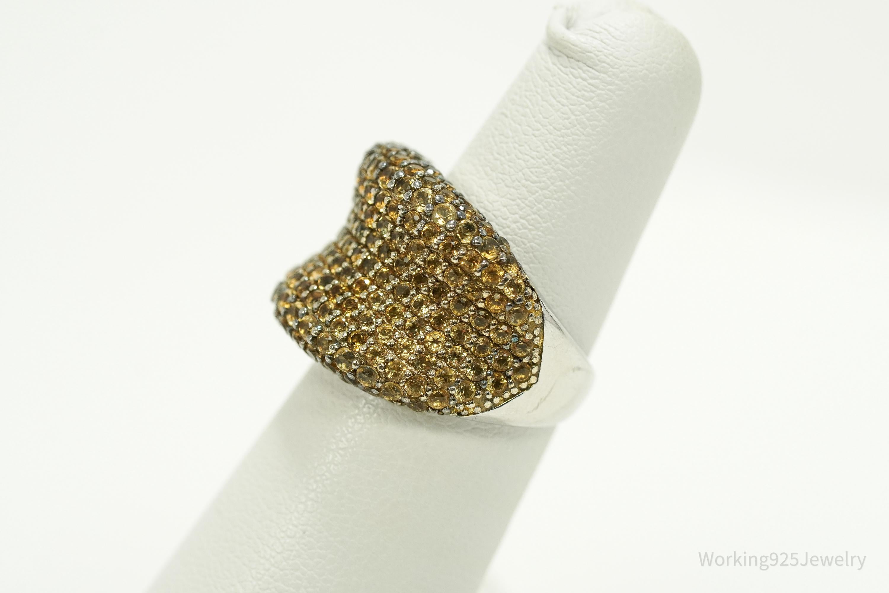 Vintage Citrine Sterling Silver Band Ring - Size 5