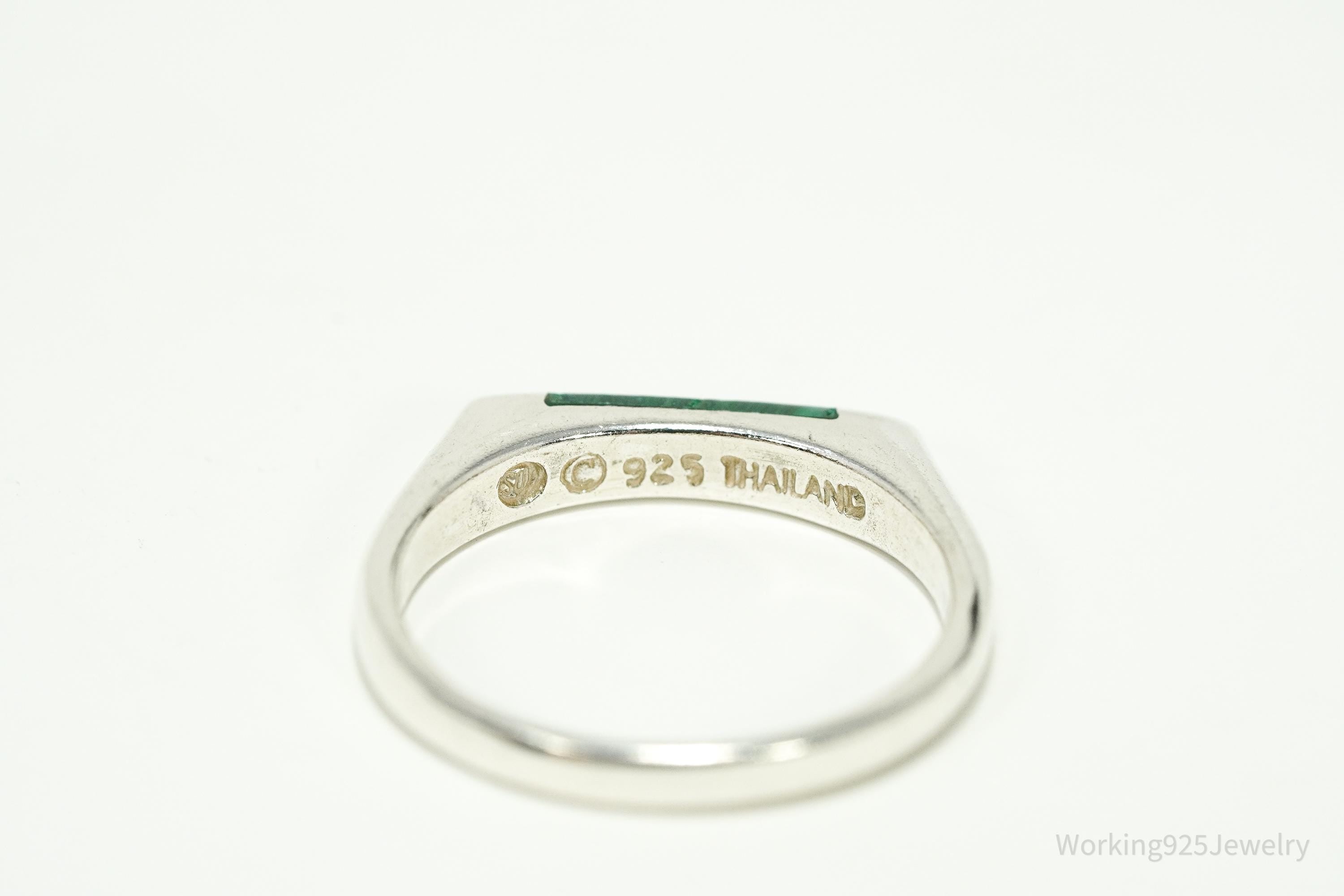 Vintage Malachite Sterling Silver Ring - Size 7