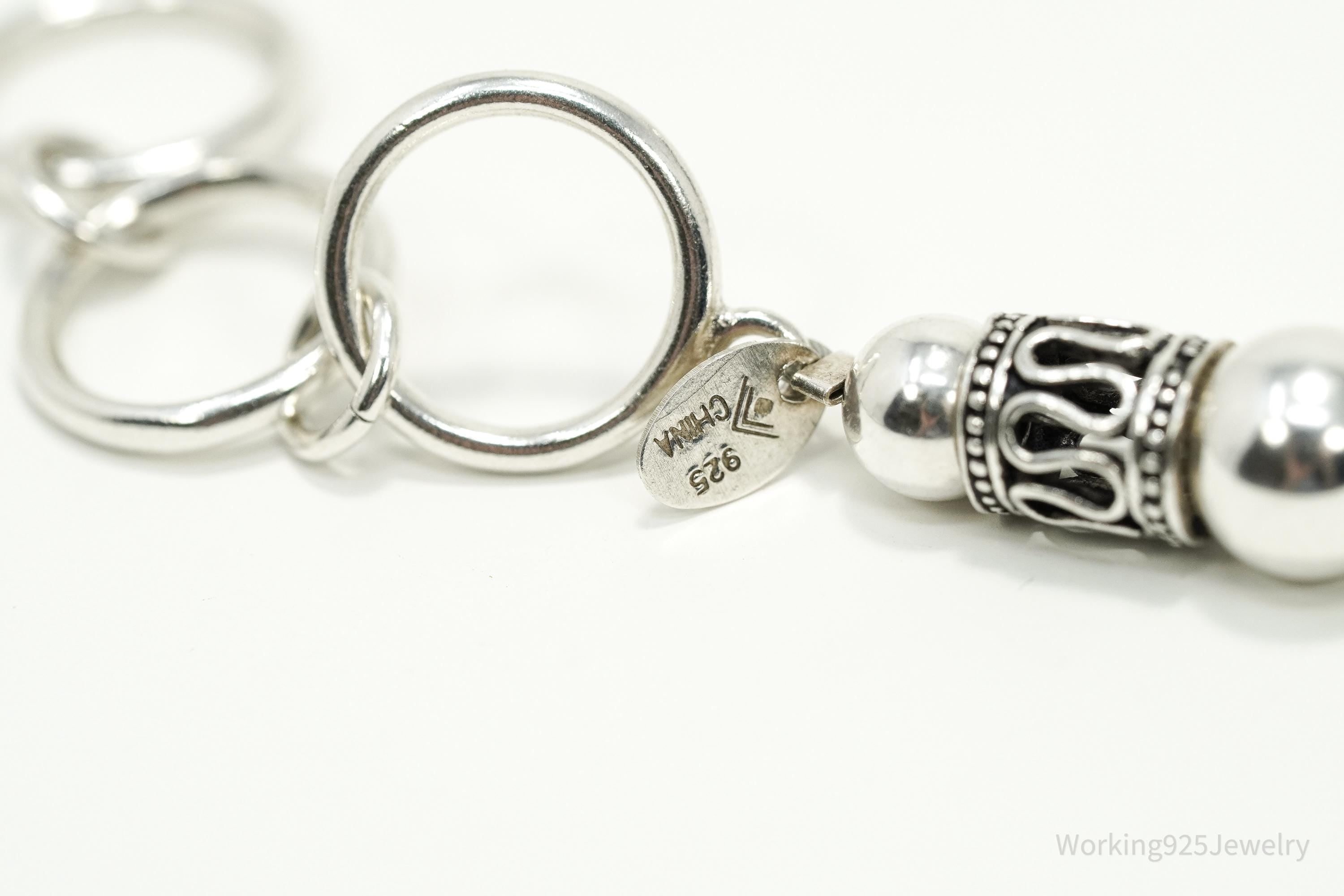 Retired Vintage Silpada Swarovski Crystal Sterling Silver Toggle Bracelet - 8 5/8"