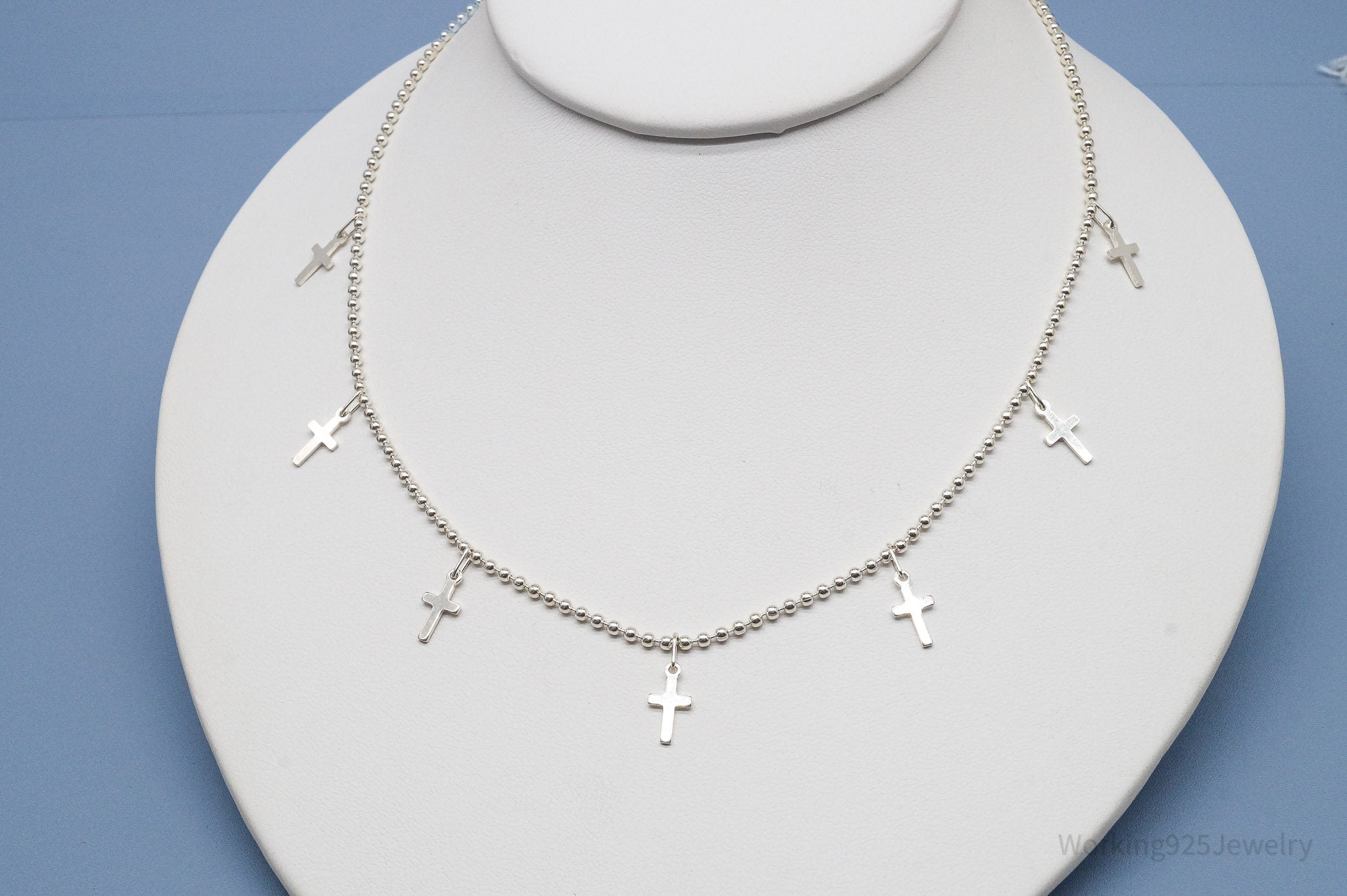 Vintage Designer Crosses Sterling Silver Necklace 16"