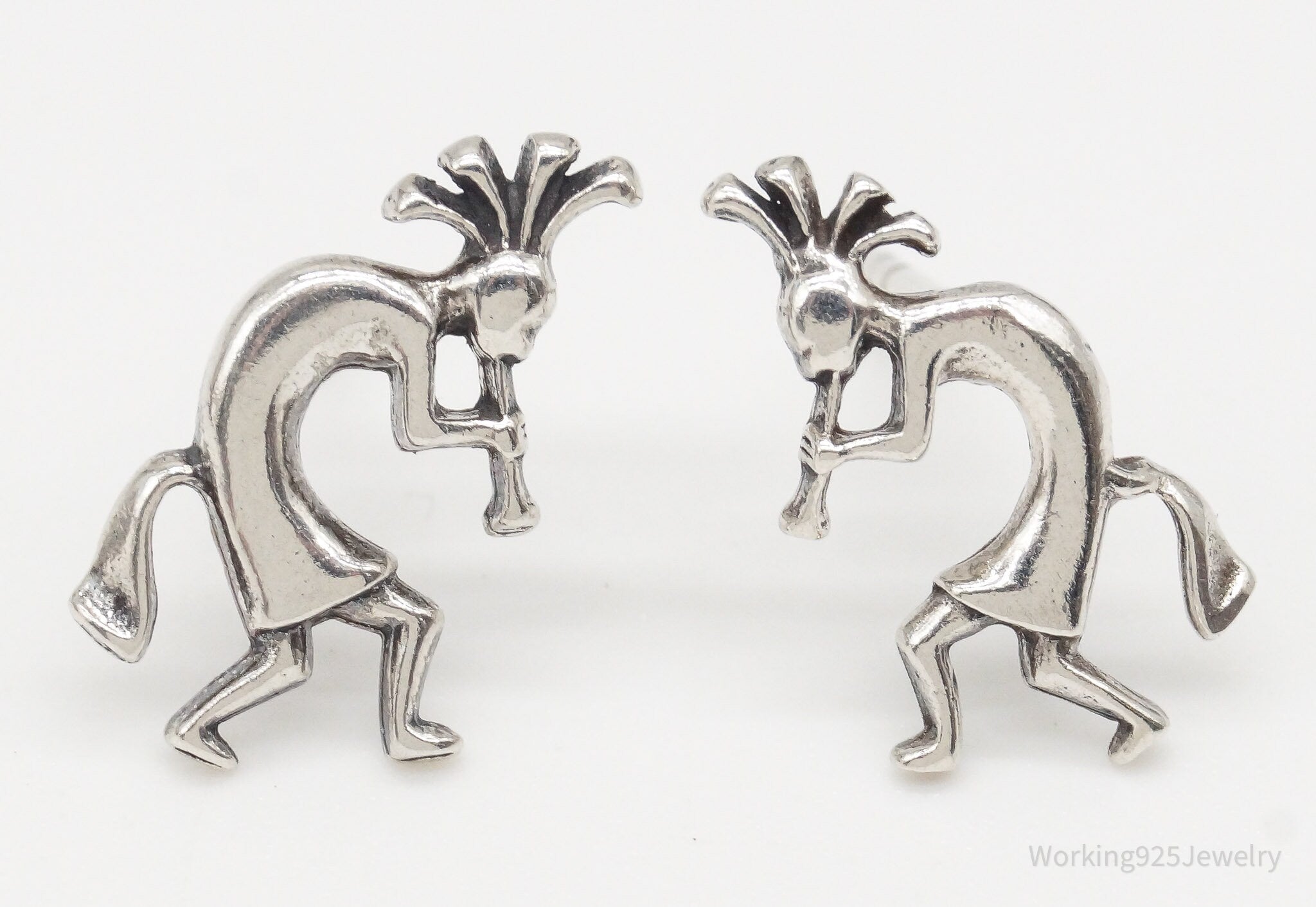 Vintage Native American Dancing Kokopelli Sterling Silver Earrings