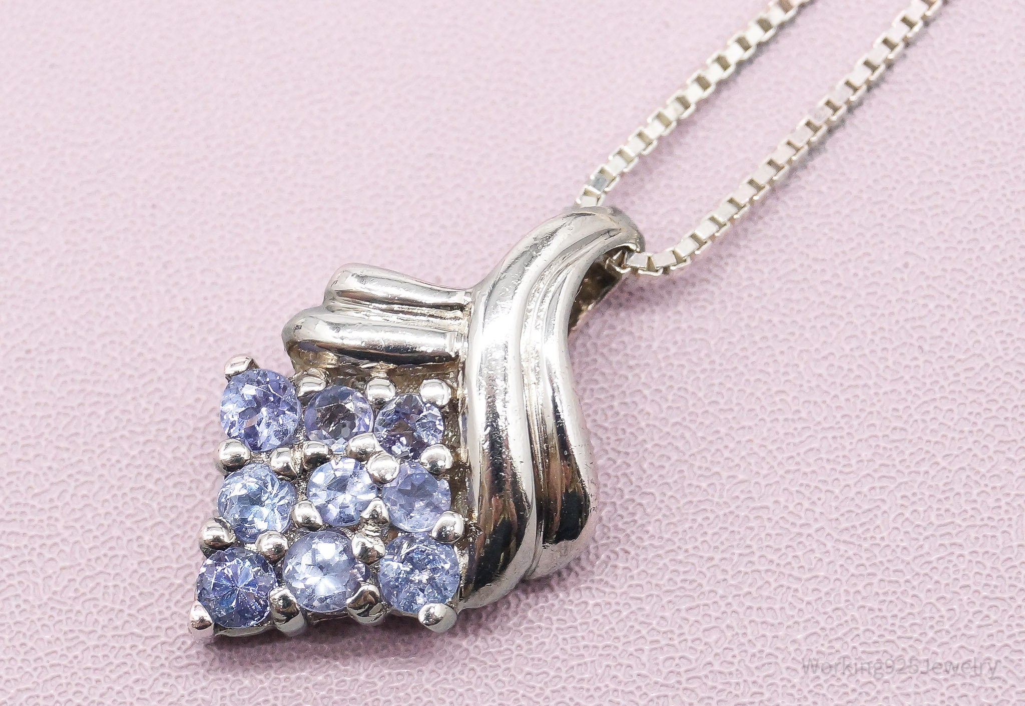 Vintage Tanzanite Sterling Silver Necklace 18"