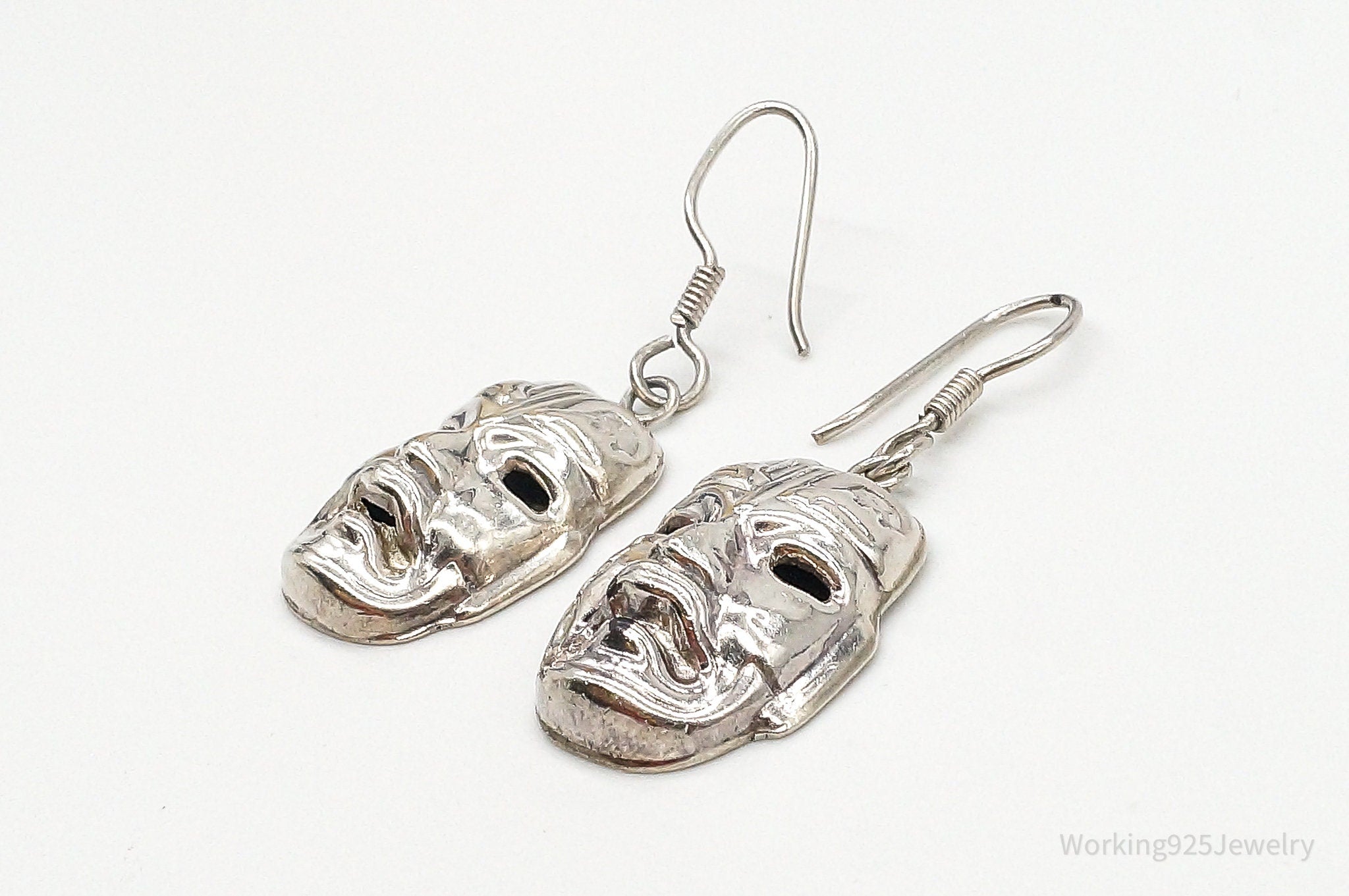 Vintage Tribal Mask Sterling Silver Earrings