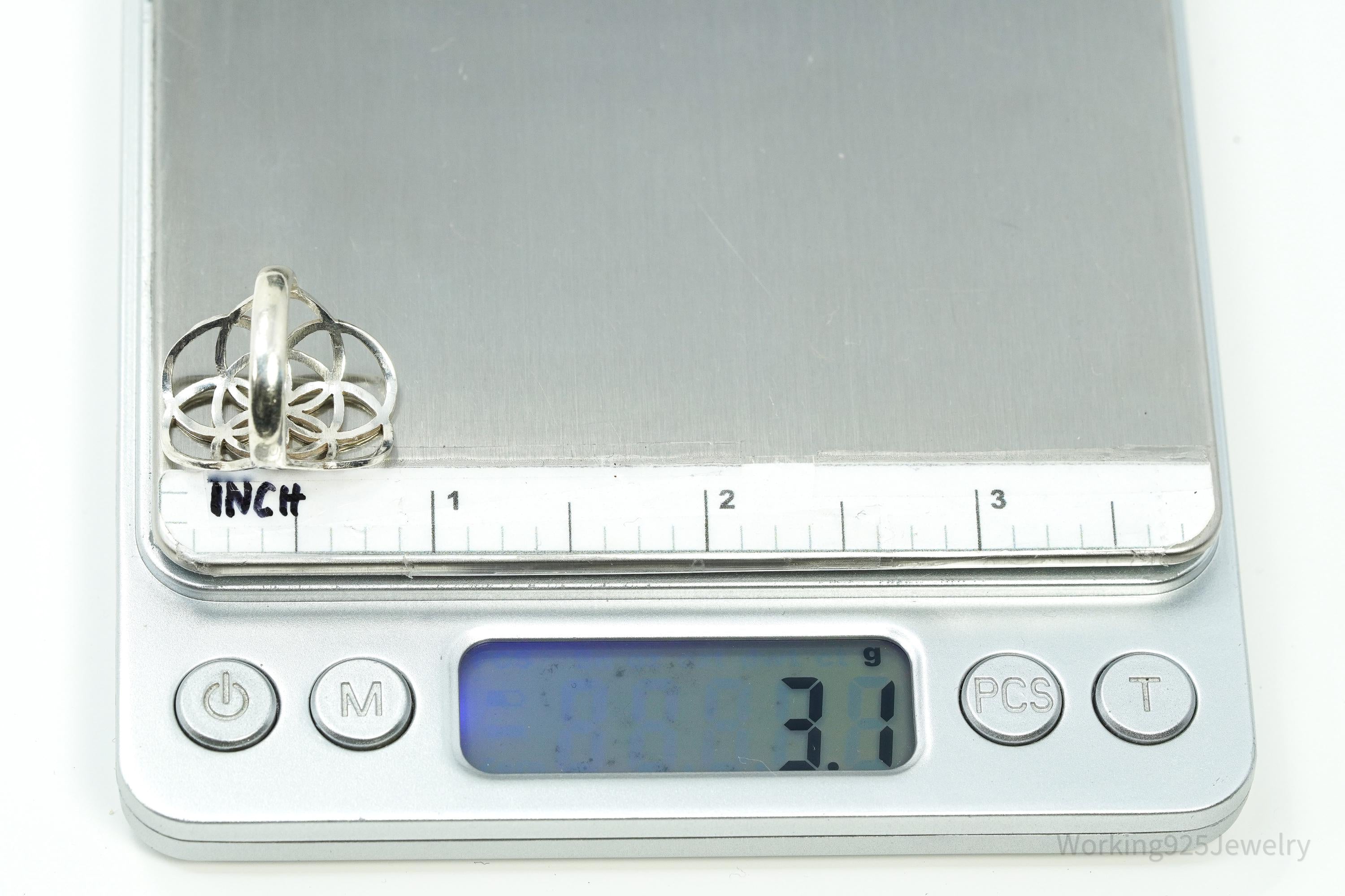 Vintage Flower Seed Of Life Sterling Silver Ring - Size 6