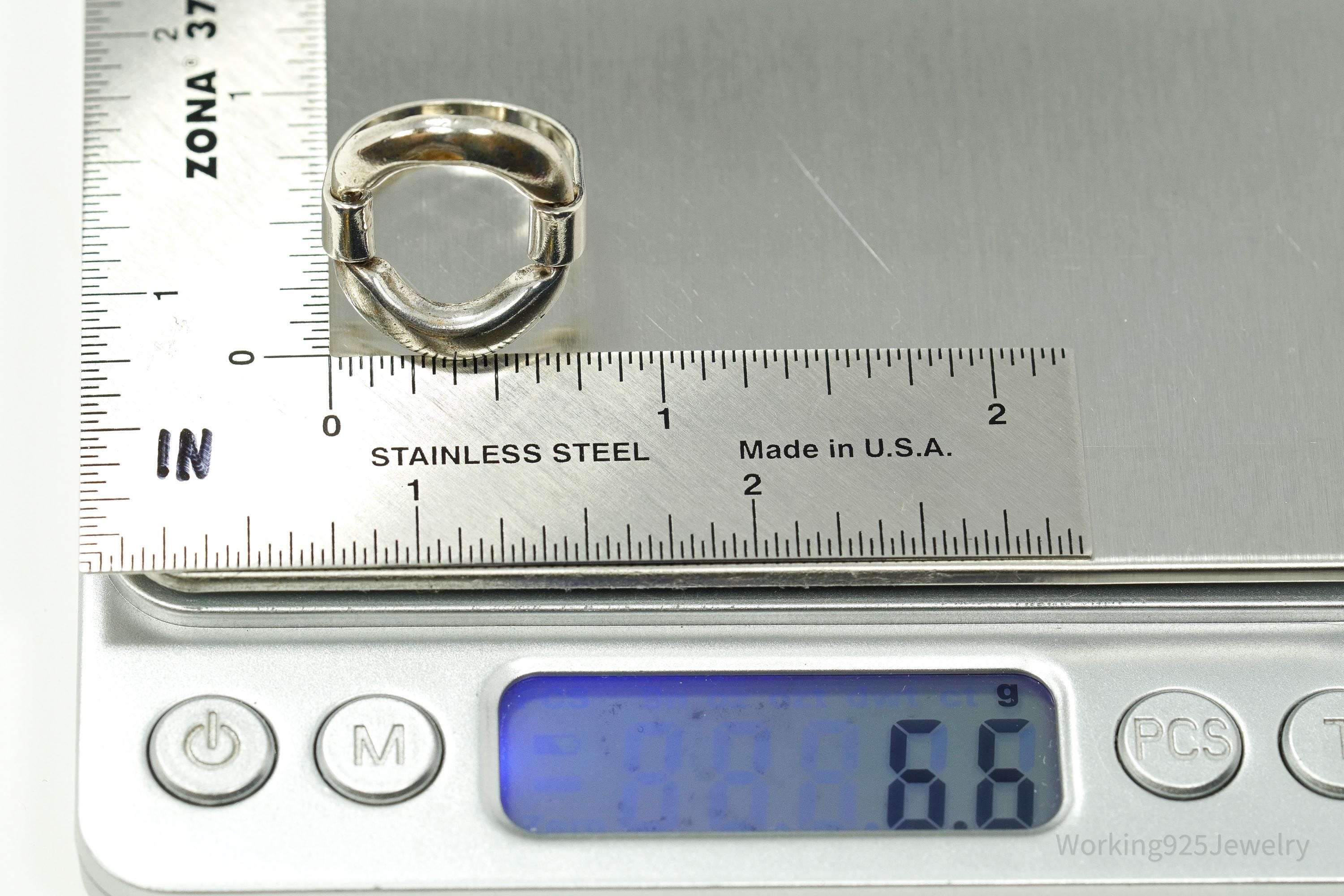 Vintage Egyptian Modernist Style Silver Ring - Size 7