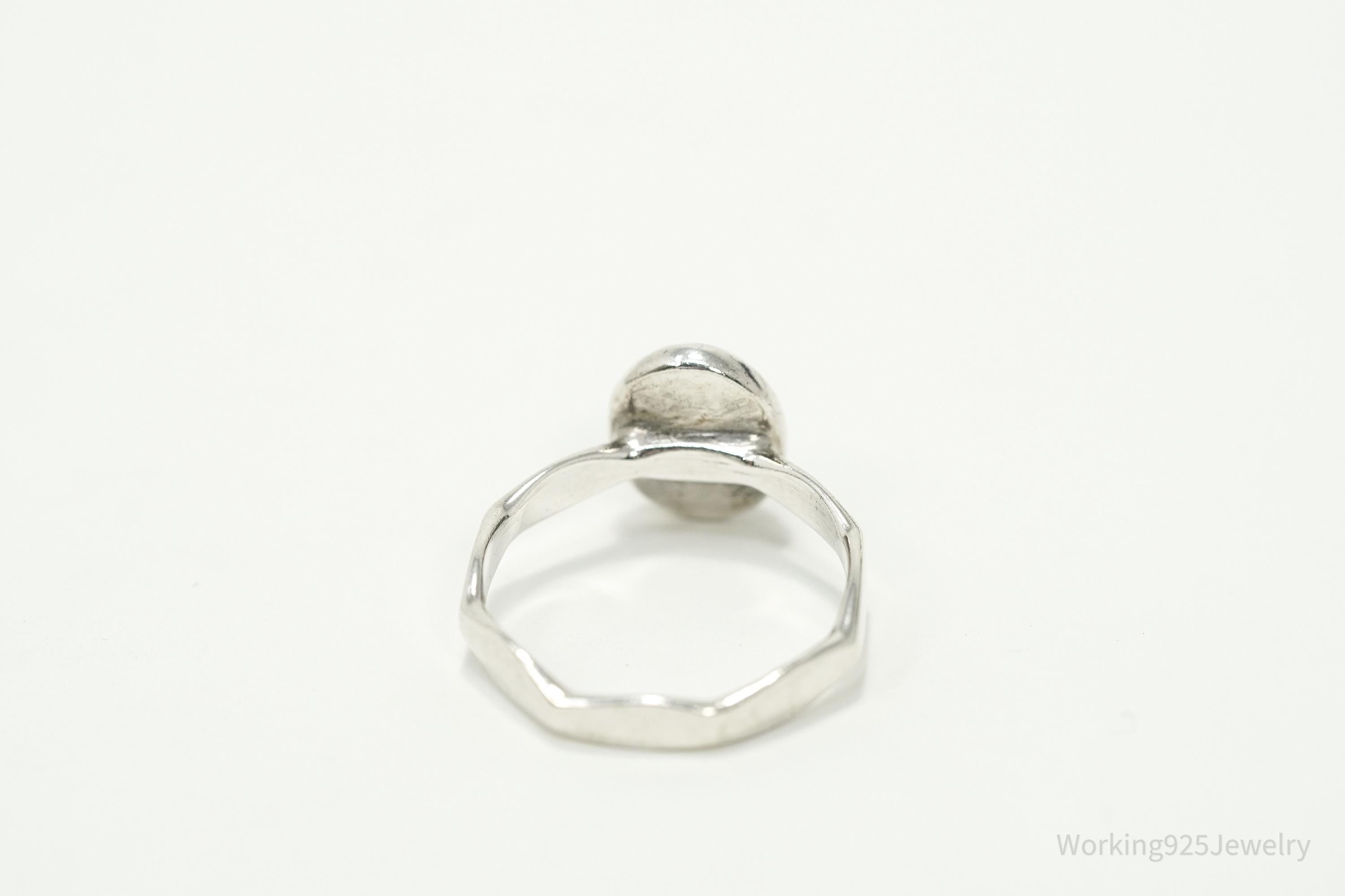 Vintage Blue Lapis Lazuli Silver Ring - Size 6.5