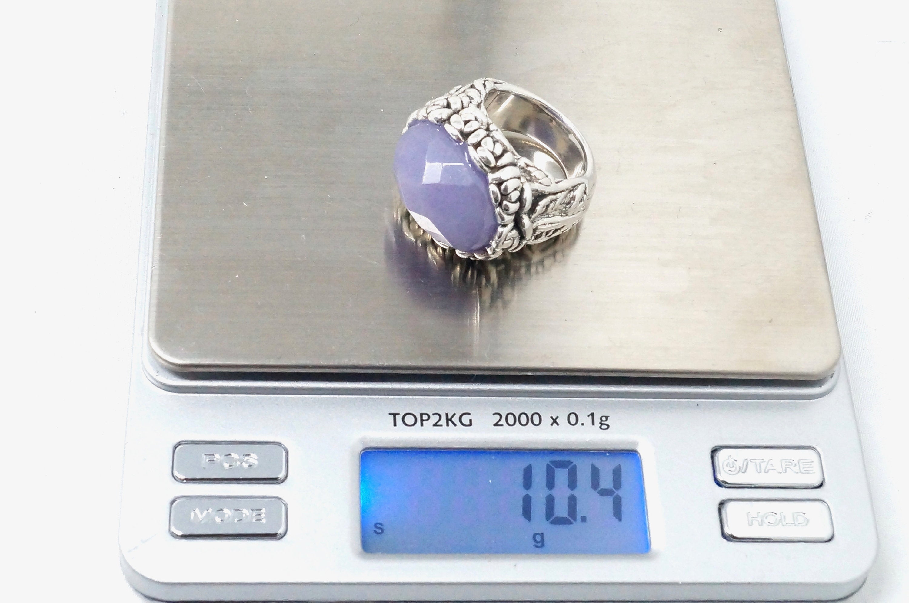 Vintage Large Purple Amethyst Statement Ring Sterling Silver Ring - Size 7.25