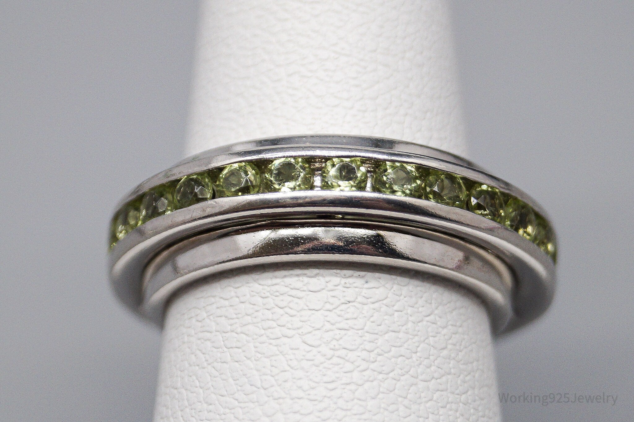 Vintage Peridot Sterling Silver Spinner Band Ring - Size 6.75