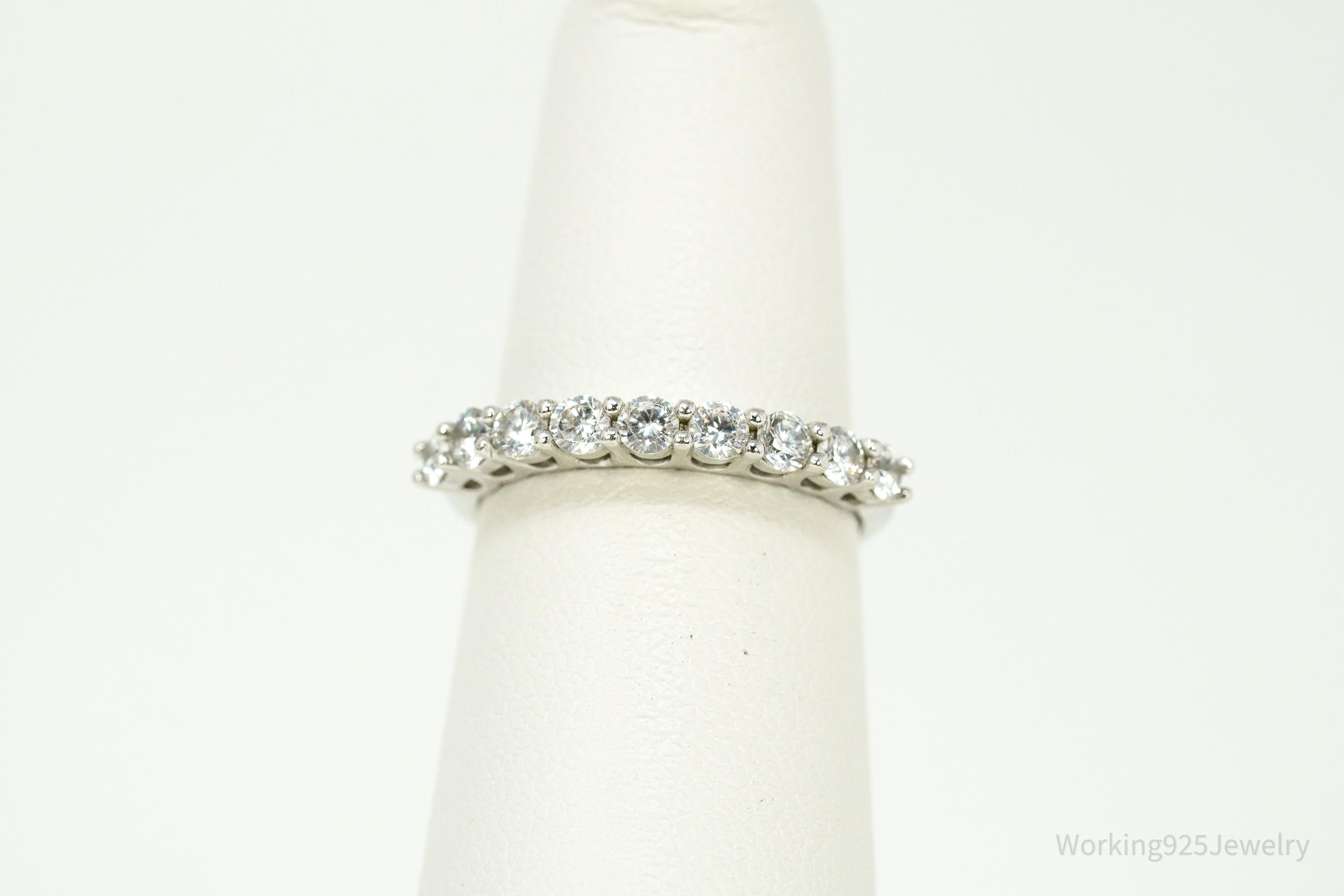 Vintage Cubic Zirconia Sterling Silver Band Ring - Size 5.25