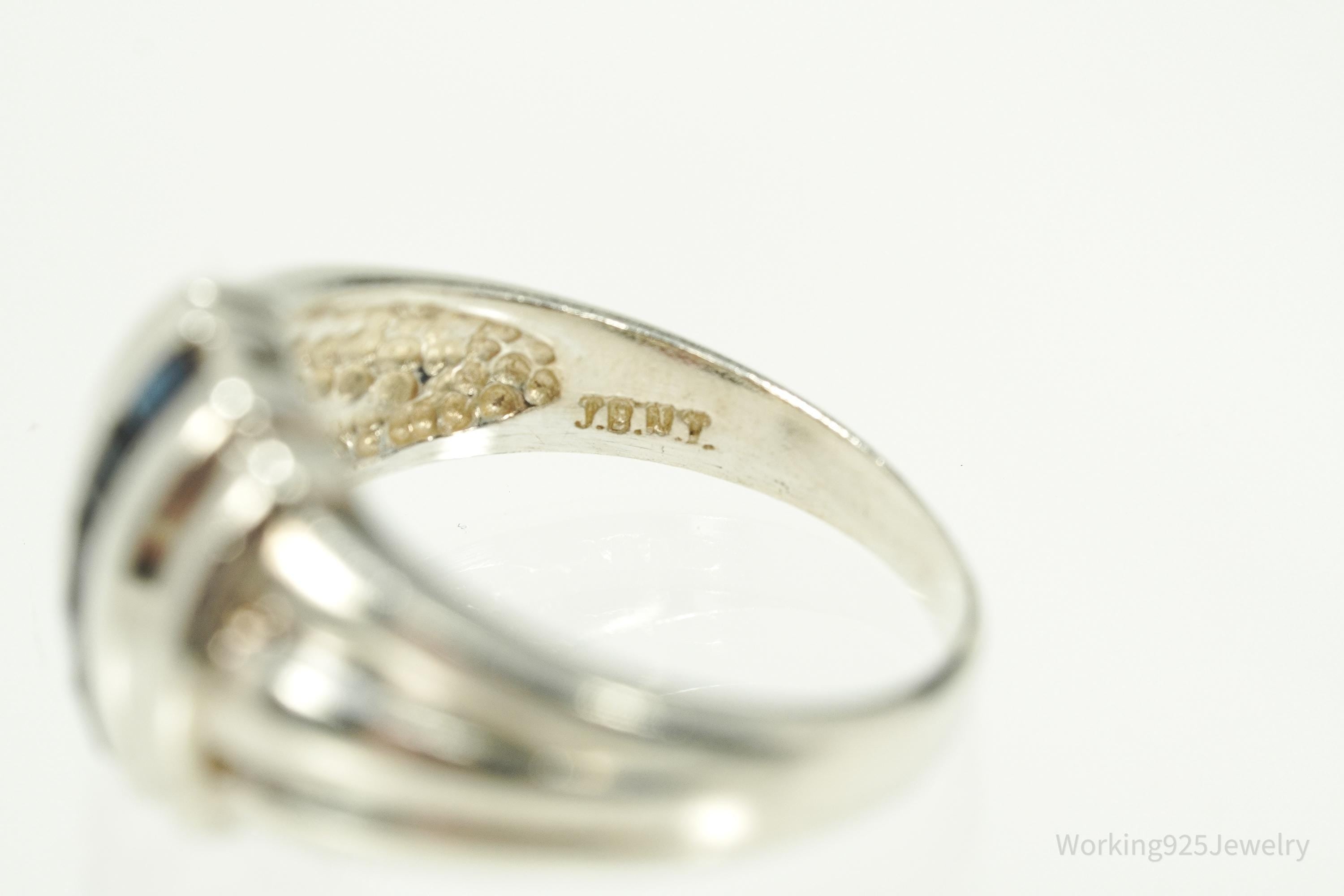 Vintage Blue Sapphire Sterling Silver Ring - Size 9.25