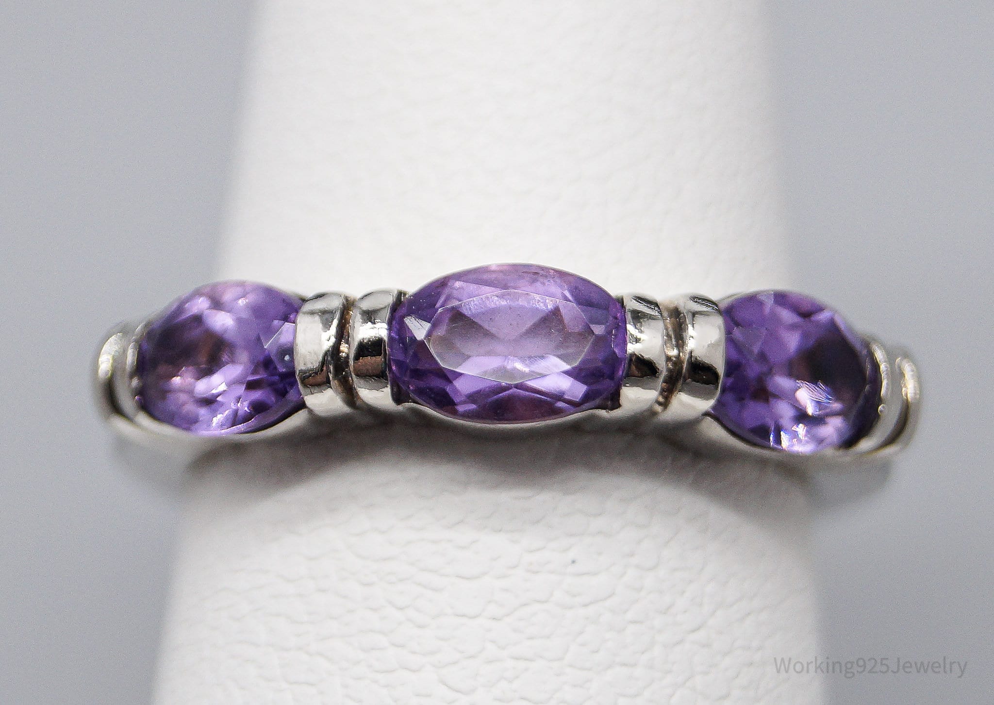 Vintage Amethyst Sterling Silver Ring - Size 6