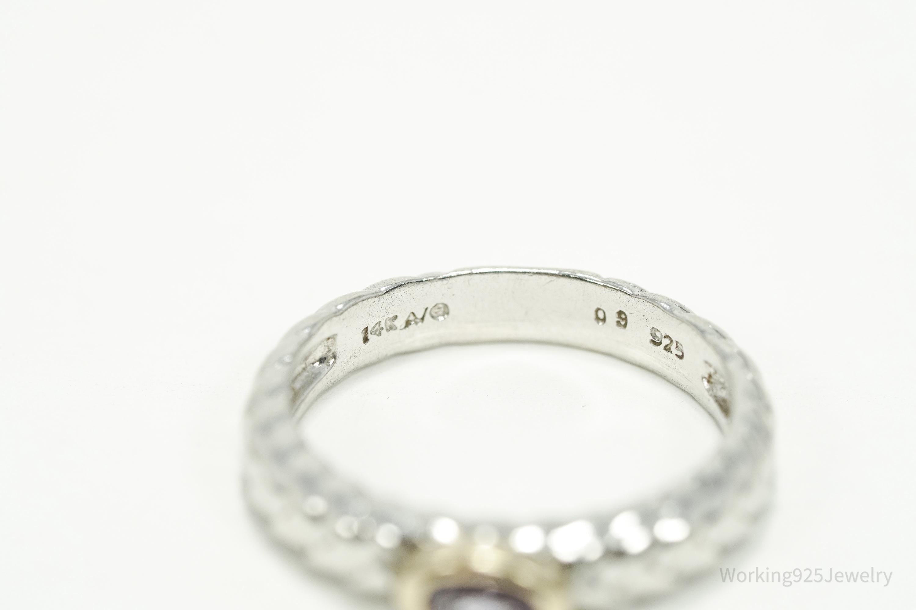 Vintage Alwand Vahan Amethyst 14K Gold & Sterling Silver Ring - Size 7