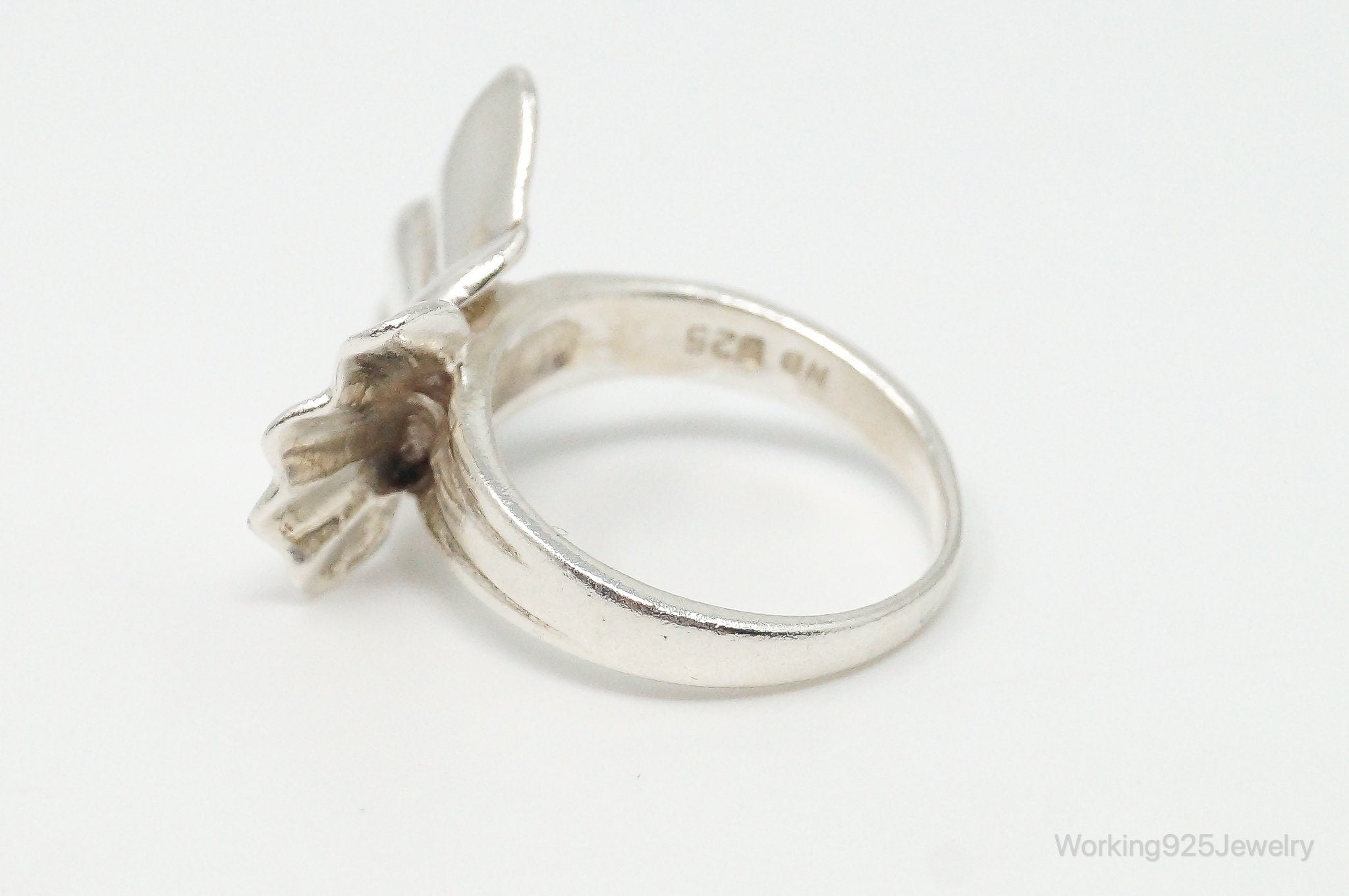 Vintage Modernist Butterfly Bow Sterling Silver Ring - Size 6