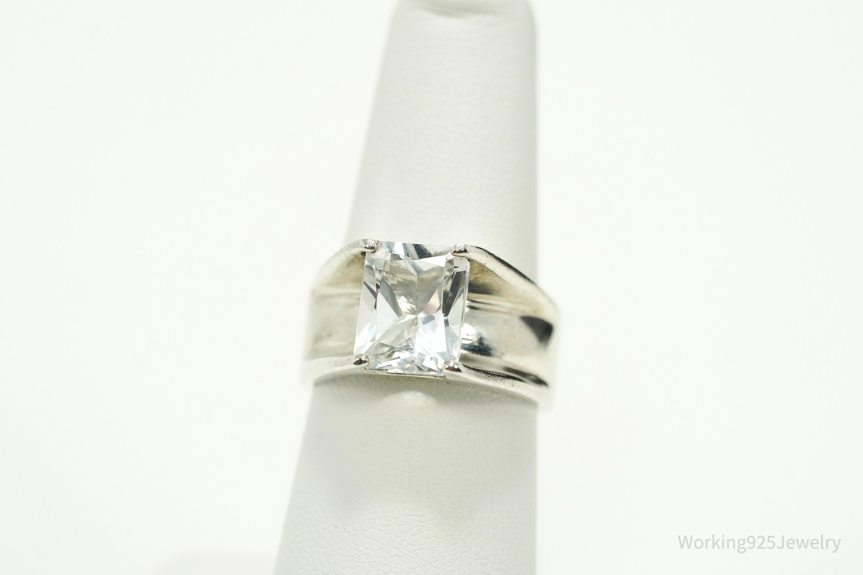 Vintage Cubic Zirconia Sterling Silver Ring - Size 7