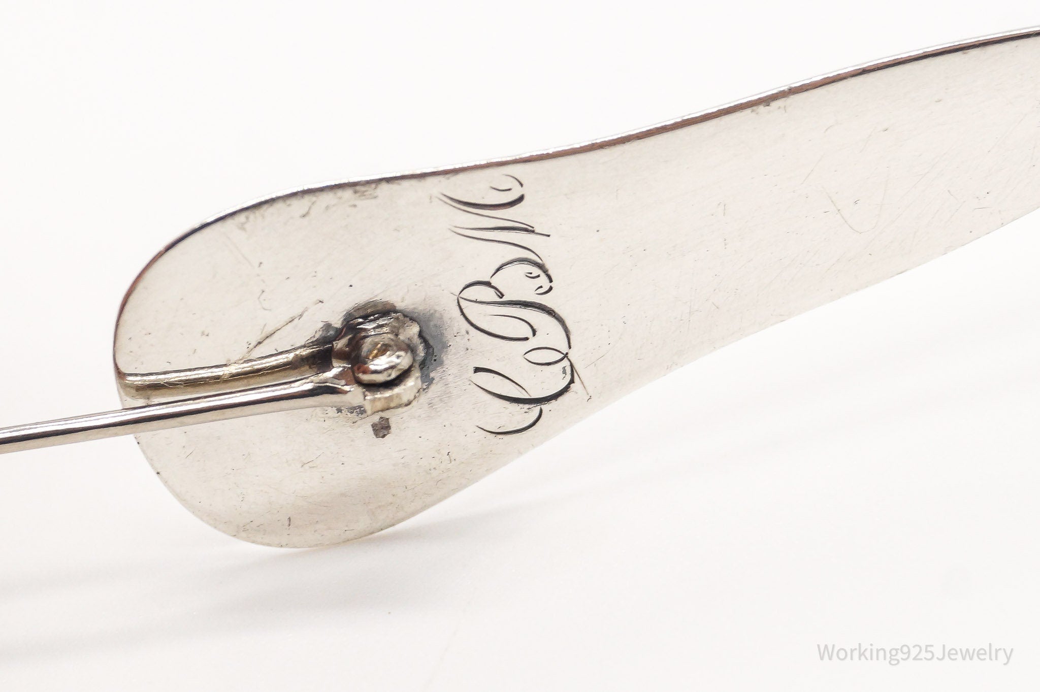 Antique Bigelow Bros & Kennard Spoon Silver Brooch Pin