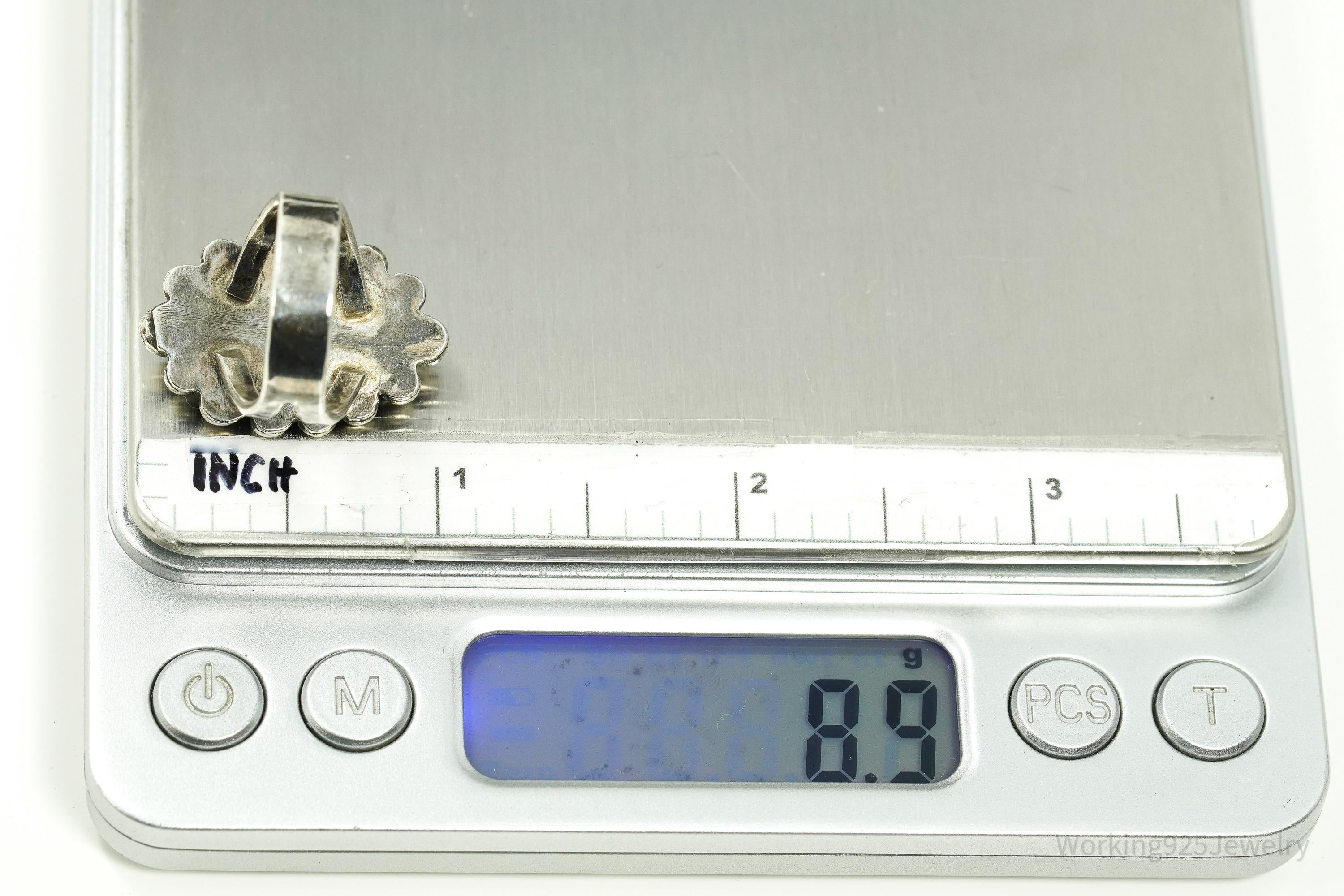 Vintage Handmade Native American Turquoise Silver Ring - Size 5.75