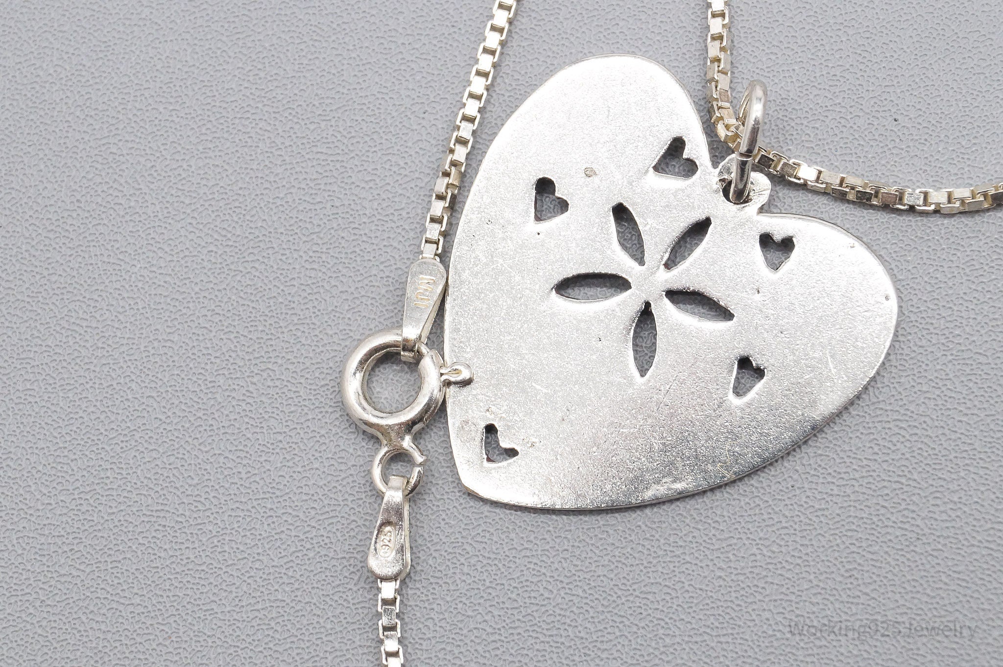 Vintage Ornate Heart Sterling Silver Necklace 24"