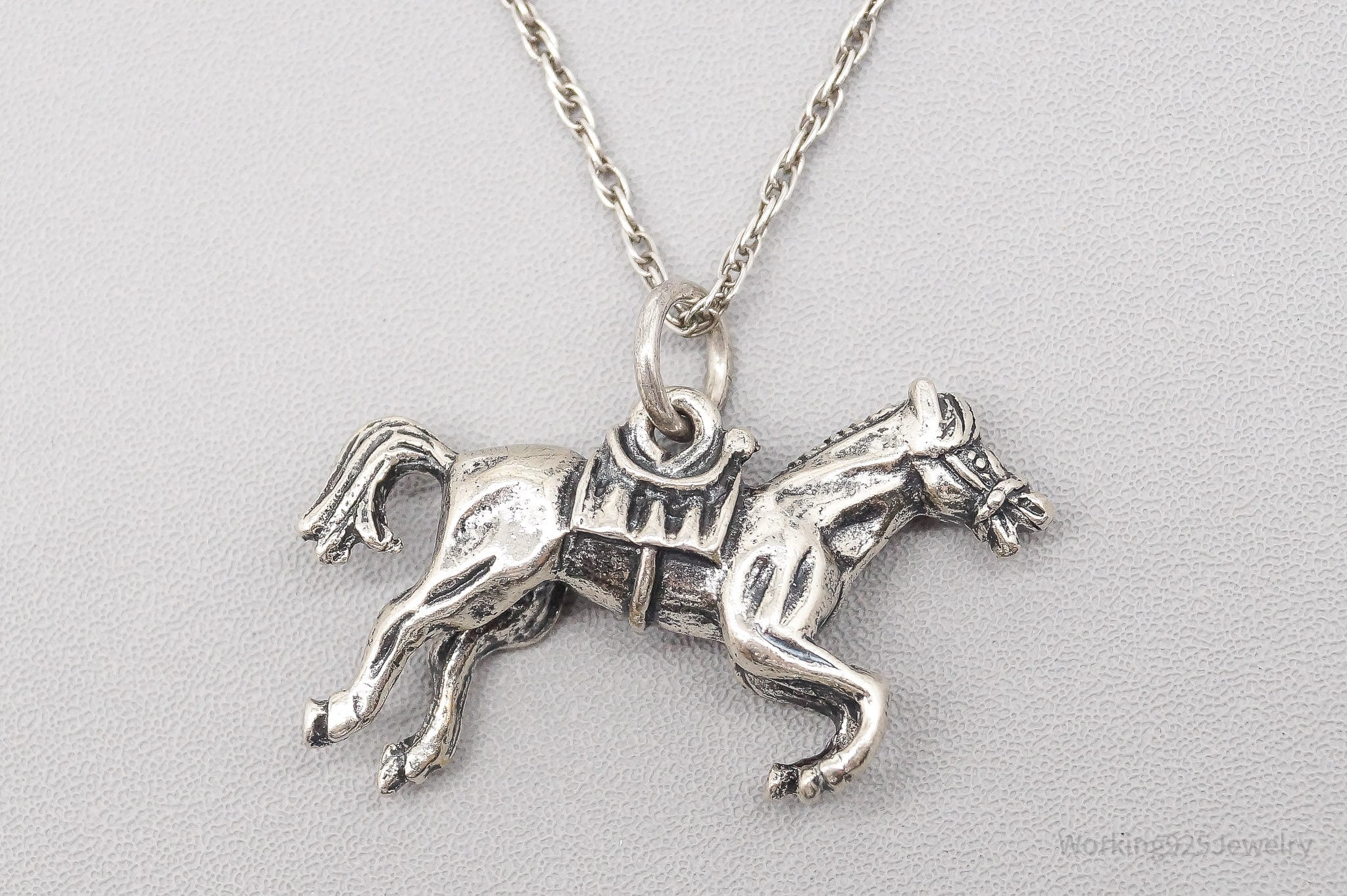 Vintage Horse Sterling Silver Necklace - 18"