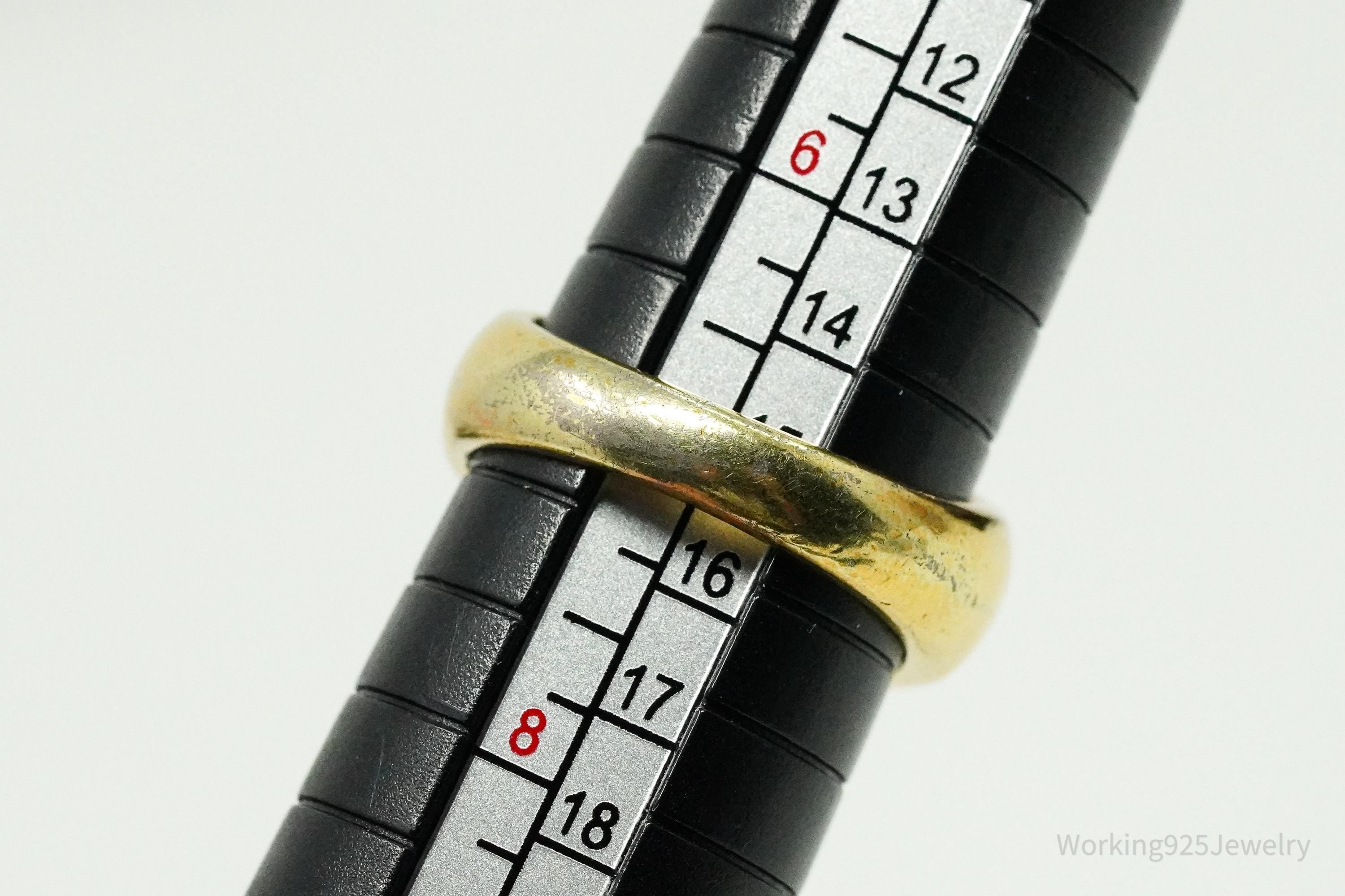 Vintage Gold Vermeil Cubic Zirconia Sterling Silver Ring - Size 7