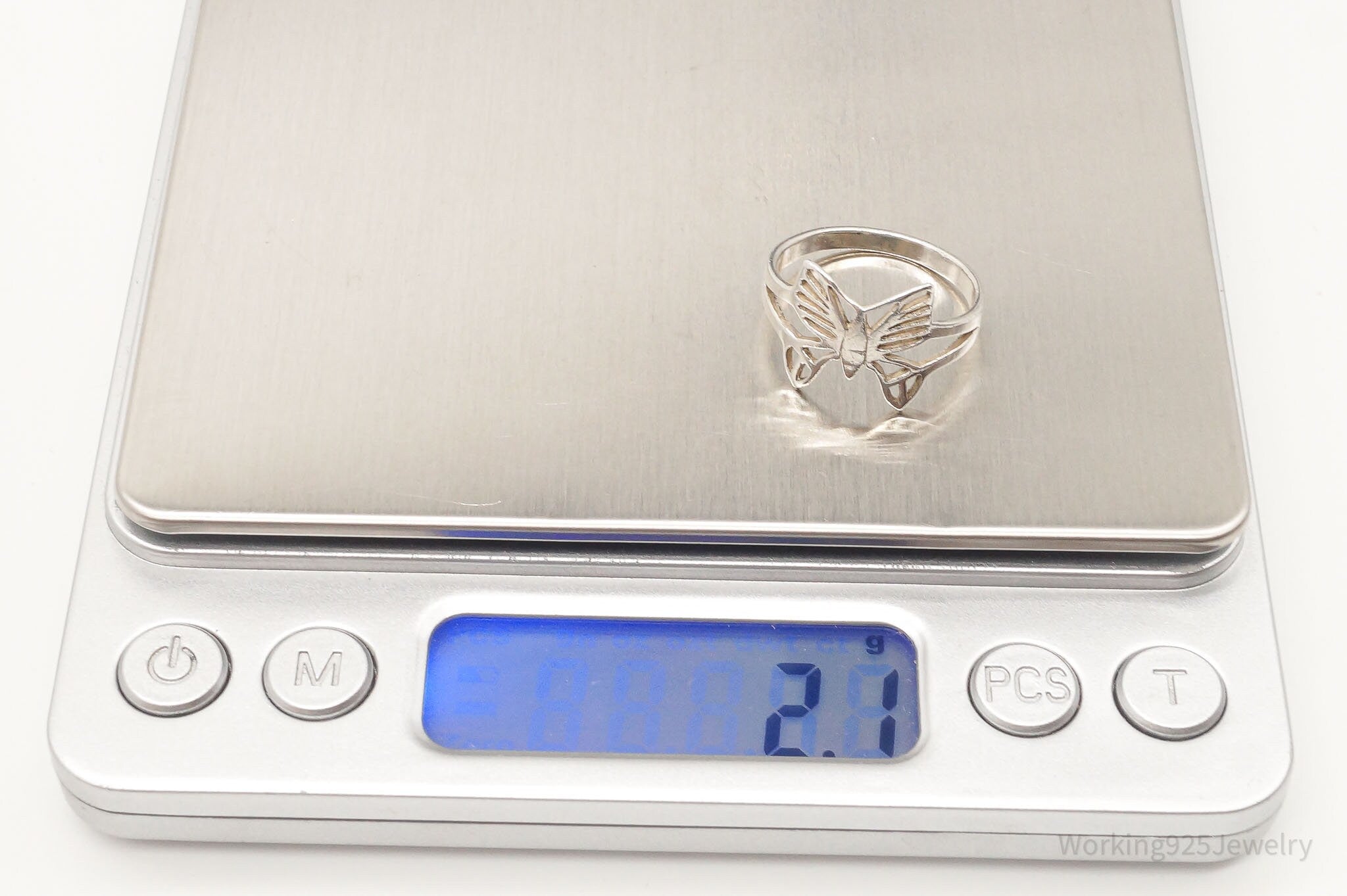 Vintage Butterfly Moth Sterling Silver Ring - Size 7.5