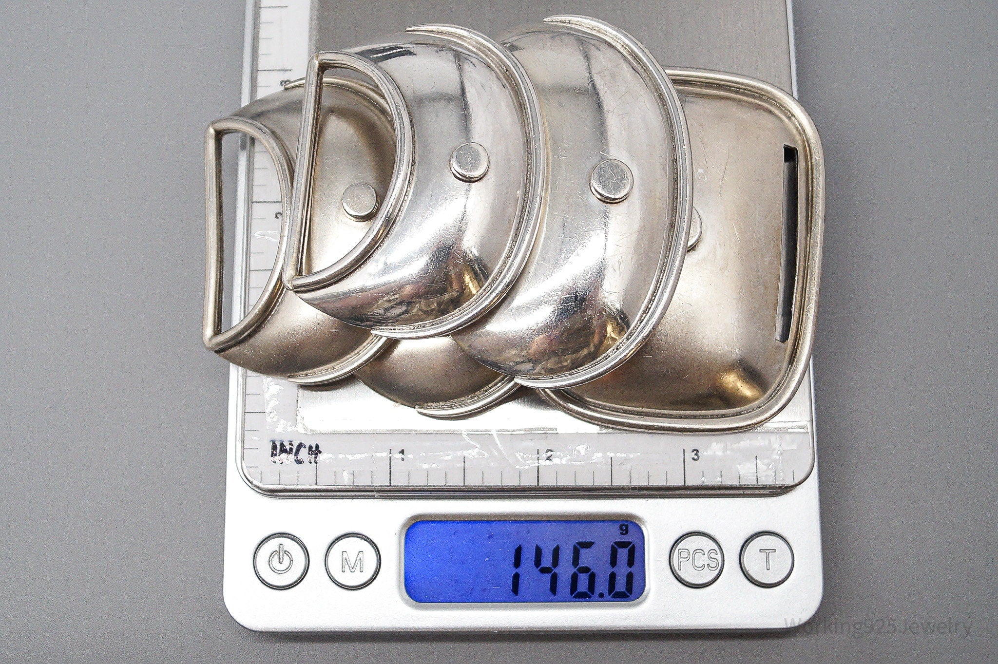 Large Vintage Mexico Modernist Hector Aguilar Armadillo Sterling Silver Belt Buckle