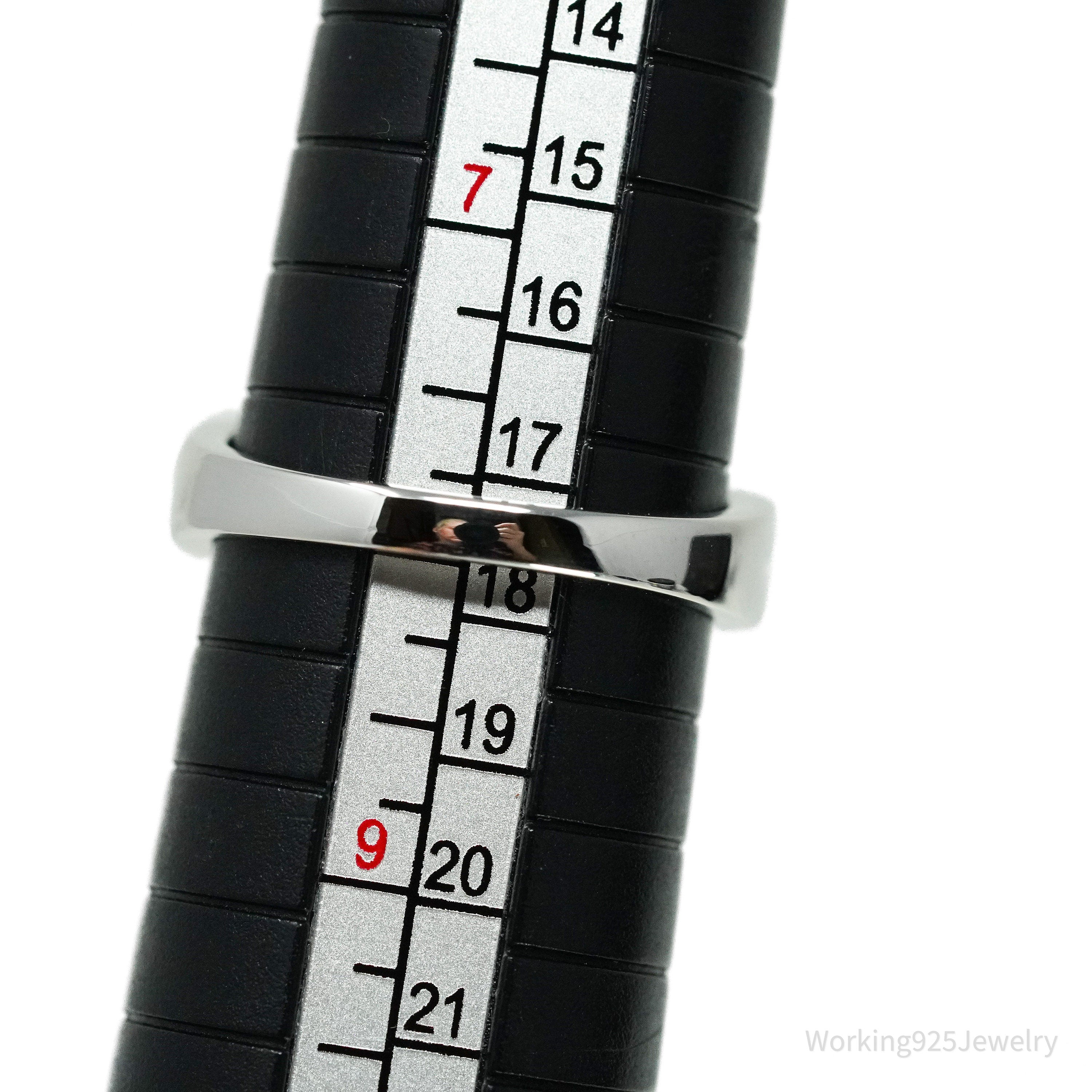 14K White Gold, Sapphire & Diamond Cocktail Ring - Size 8