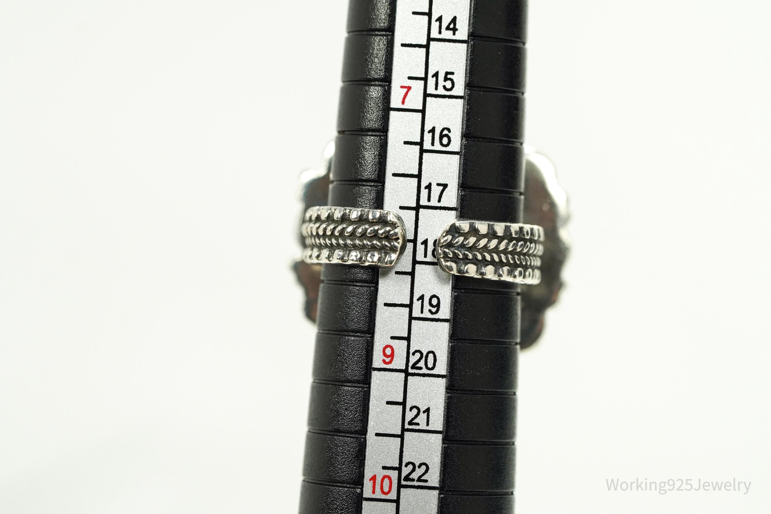 Vintage Egyptian Revival Style Blue Lapis Lazuli Silver Ring - Size 8.25