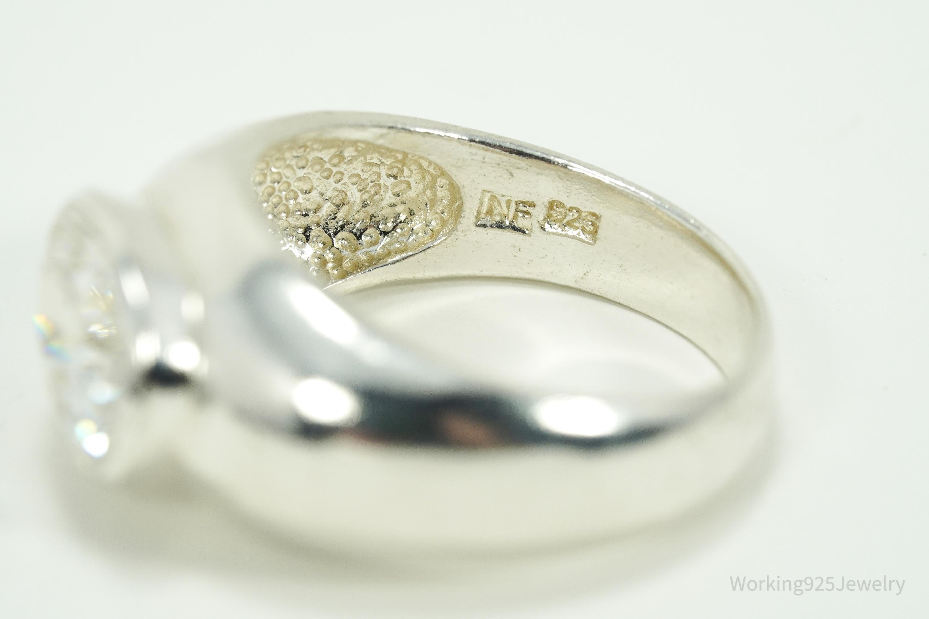 Vintage Cubic Zirconia Sterling Silver Ring - Size 7.75