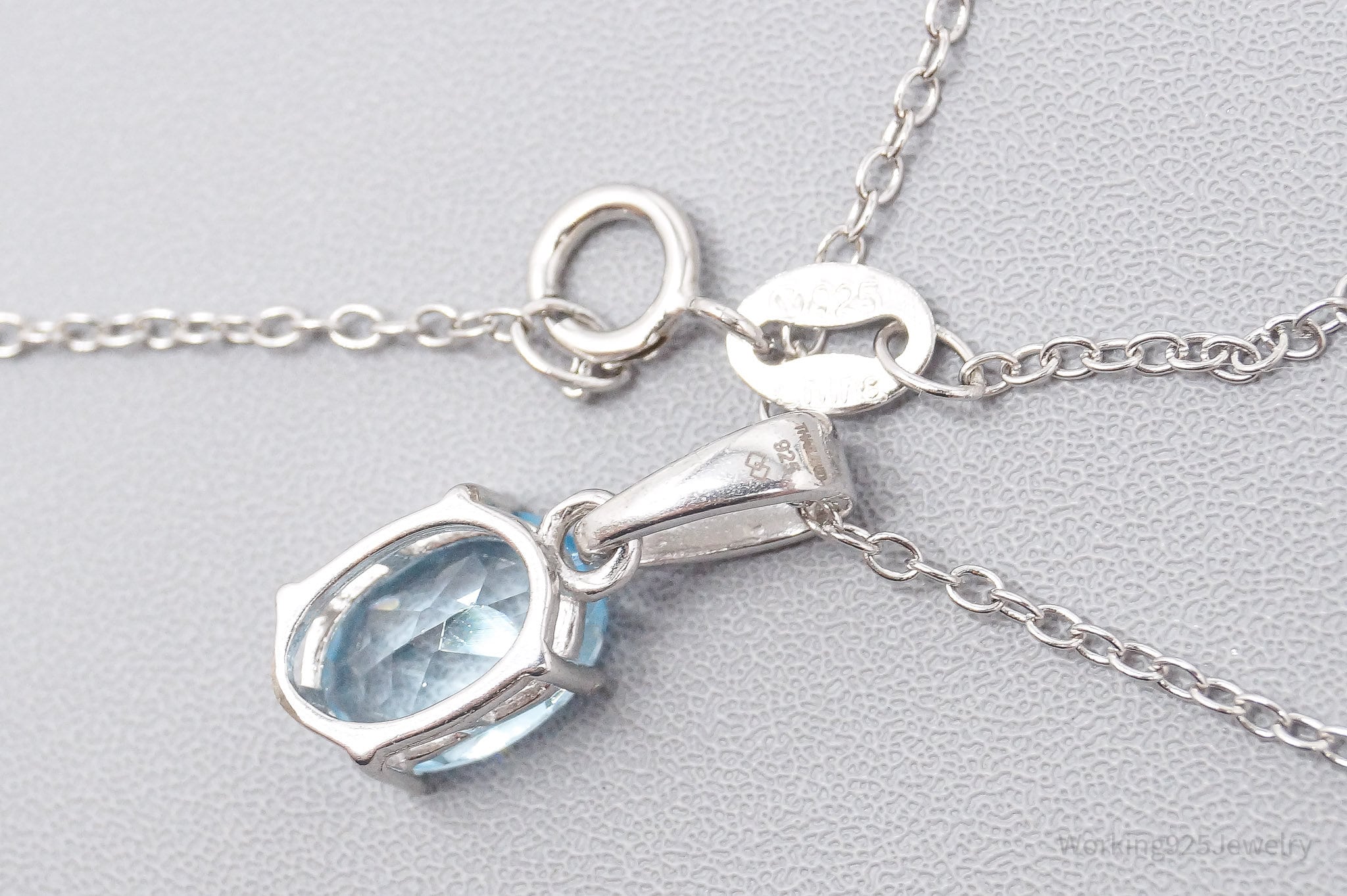 Vintage Blue Topaz Sterling Silver Necklace 18"