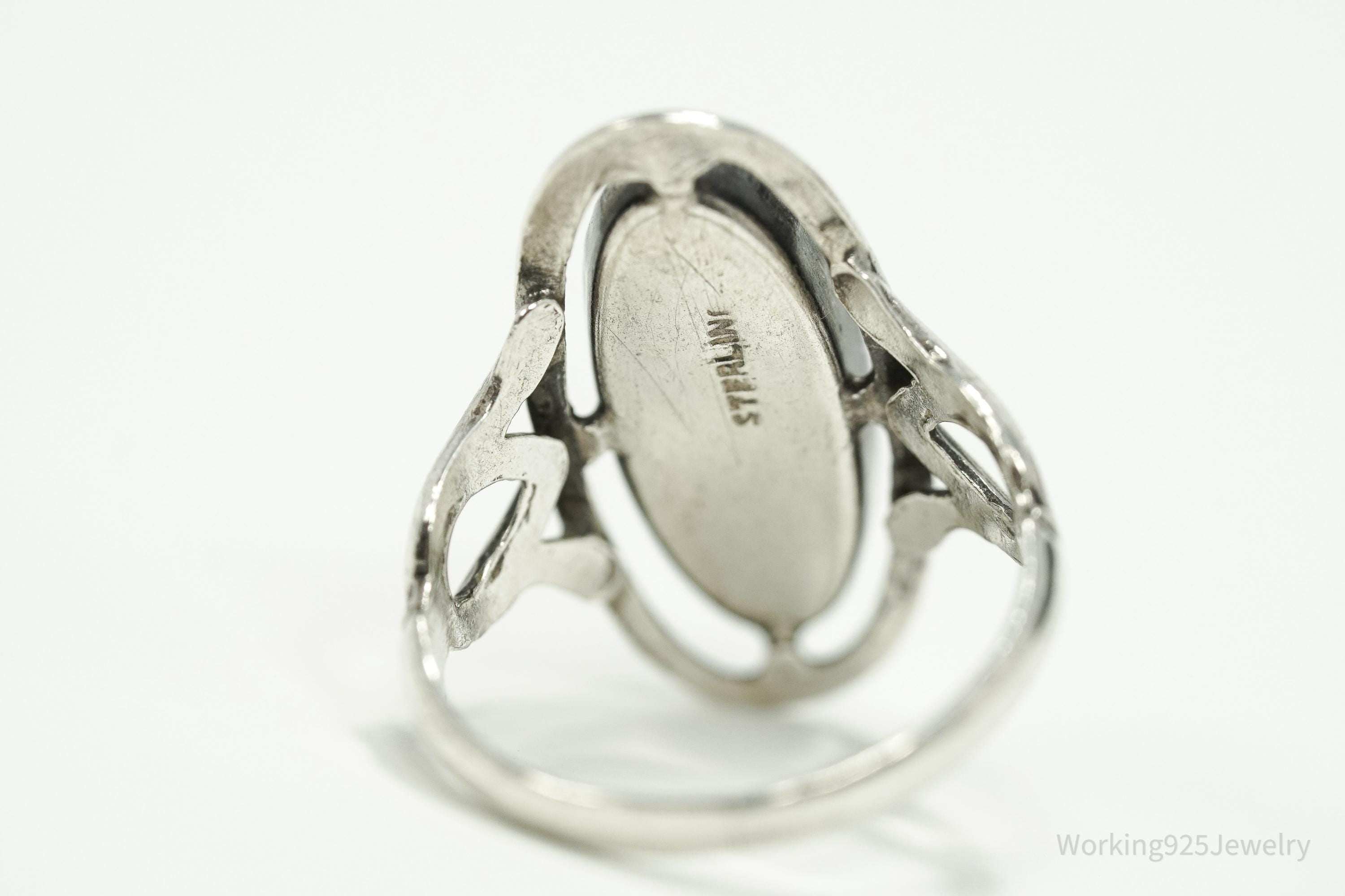 Antique Paua Abalone Shell Sterling Silver Ring - Size 5.25