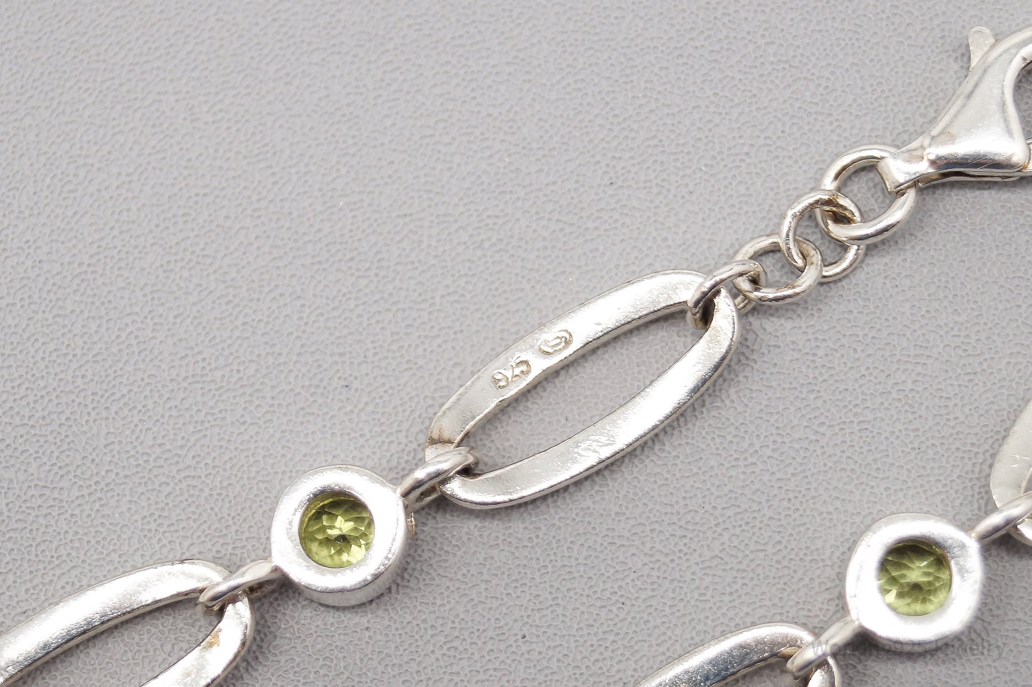 Vintage Peridot Sterling Silver Bracelet - 7"