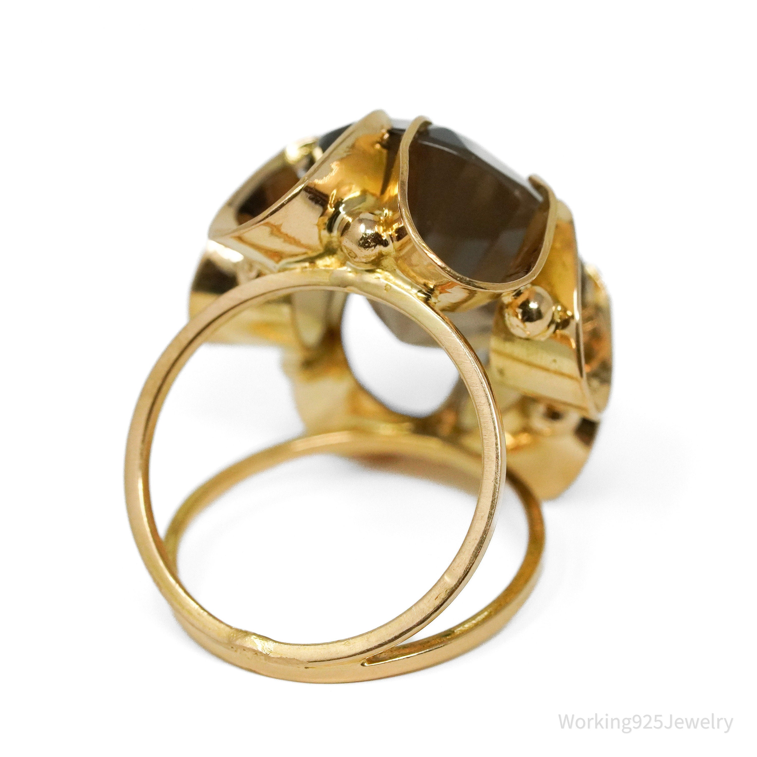 18K Yellow Gold Smoky Quartz Ring - Size 6.5