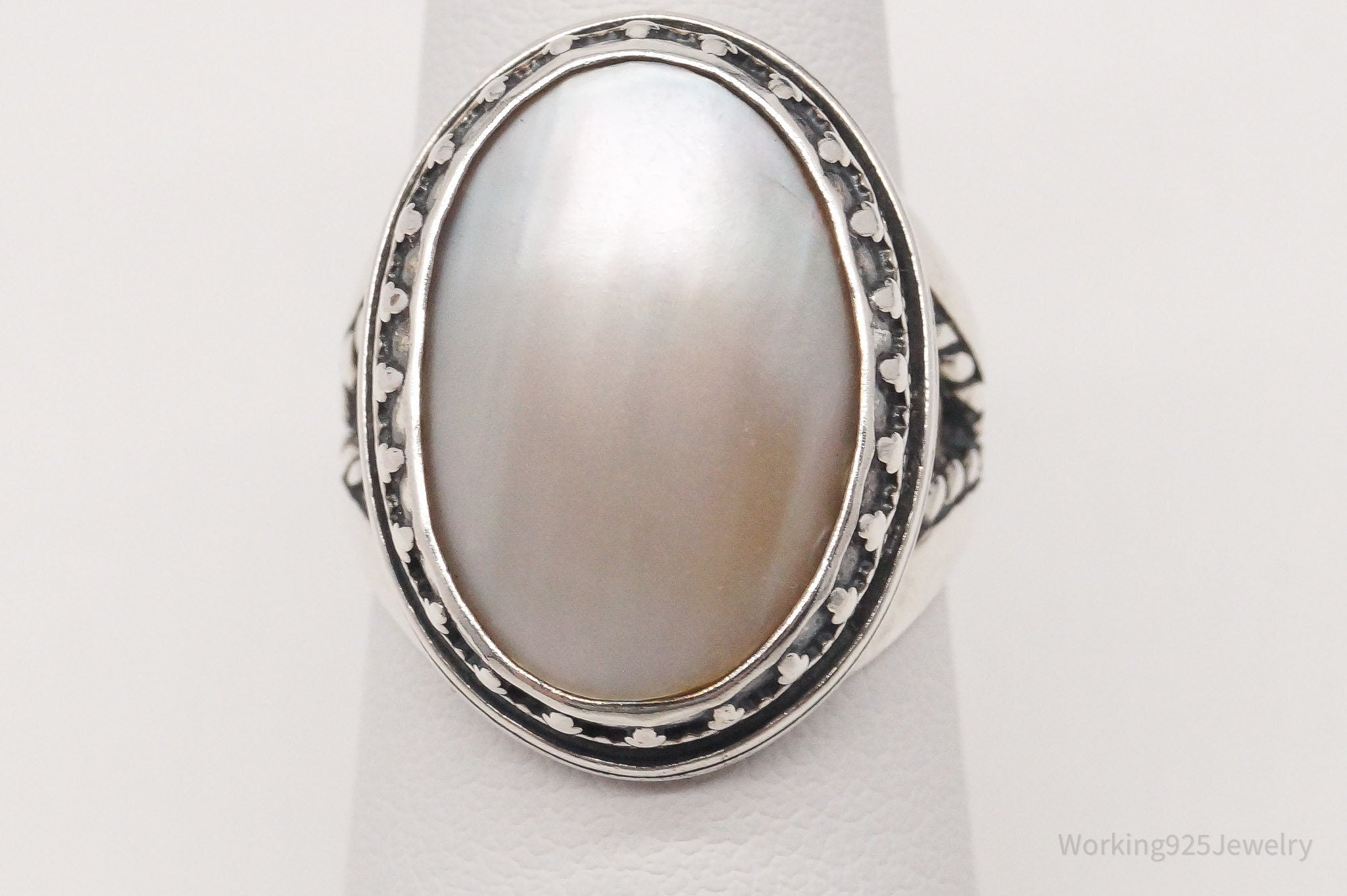 Vintage Southwestern Designer Carolyn Pollack Pearl Sterling Silver Ring Size 6