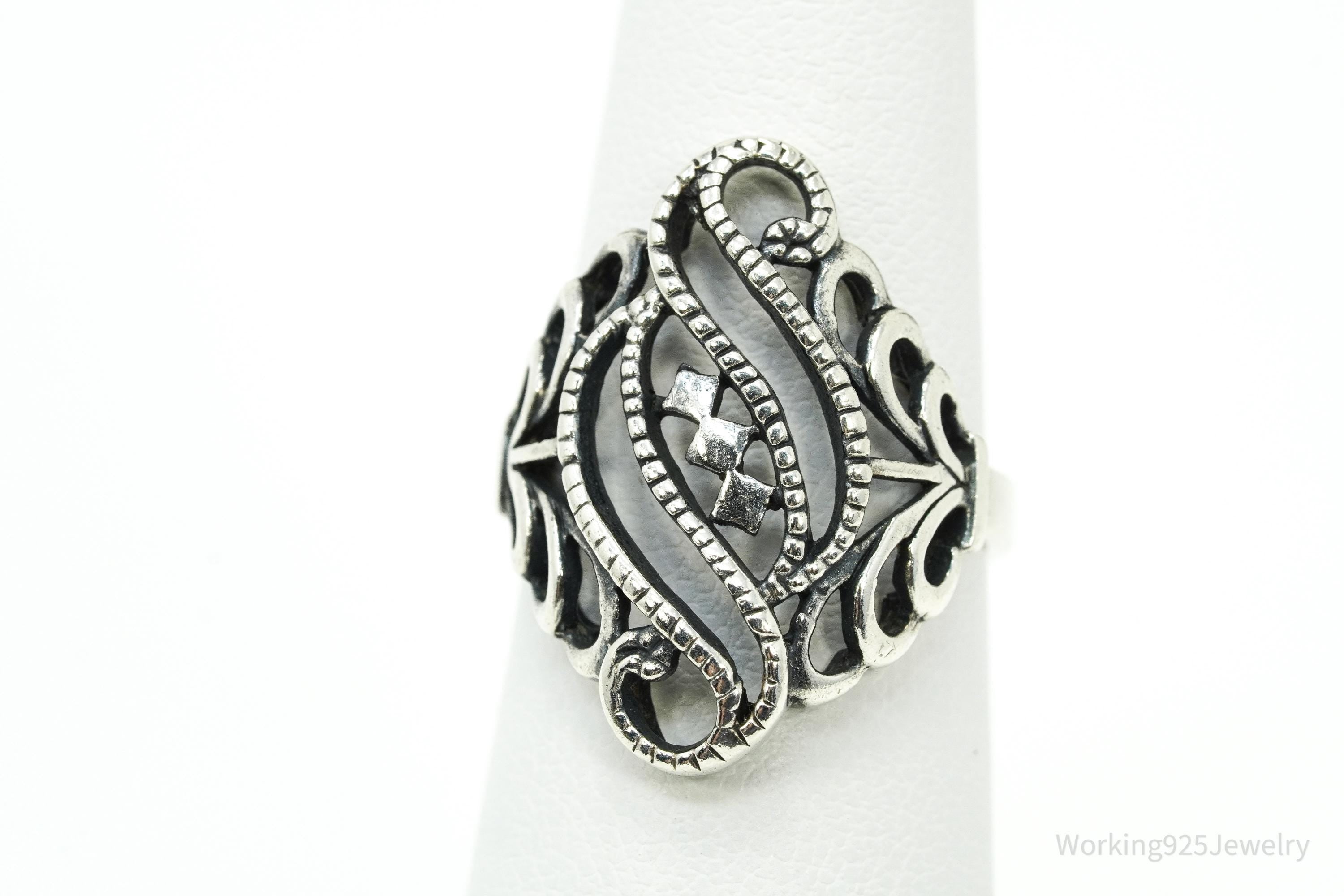 Vintage Filigree Sterling Silver Ring - Size 5.75