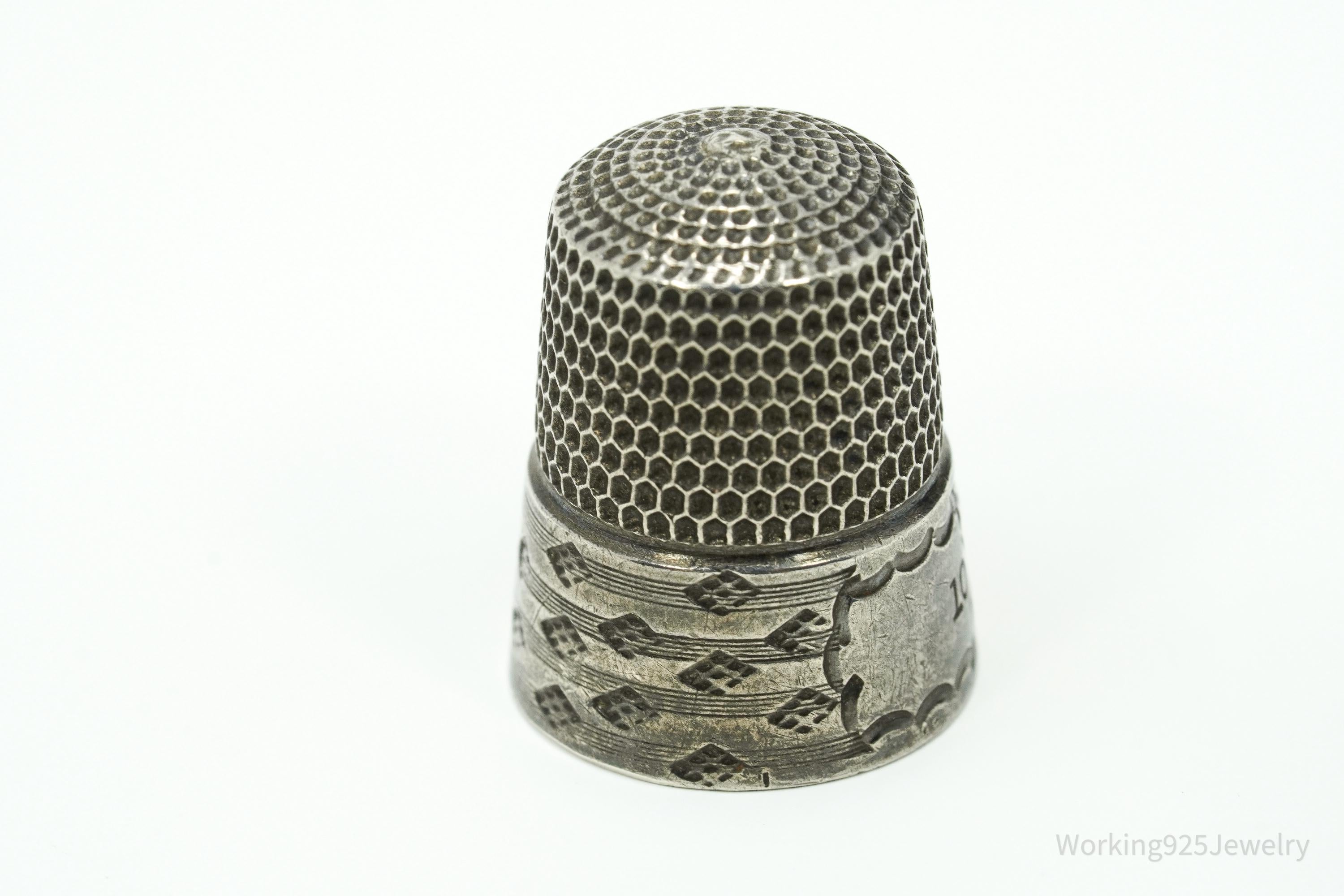 Antique Simons Bros & Co Dome Sterling Silver Thimble Size 10