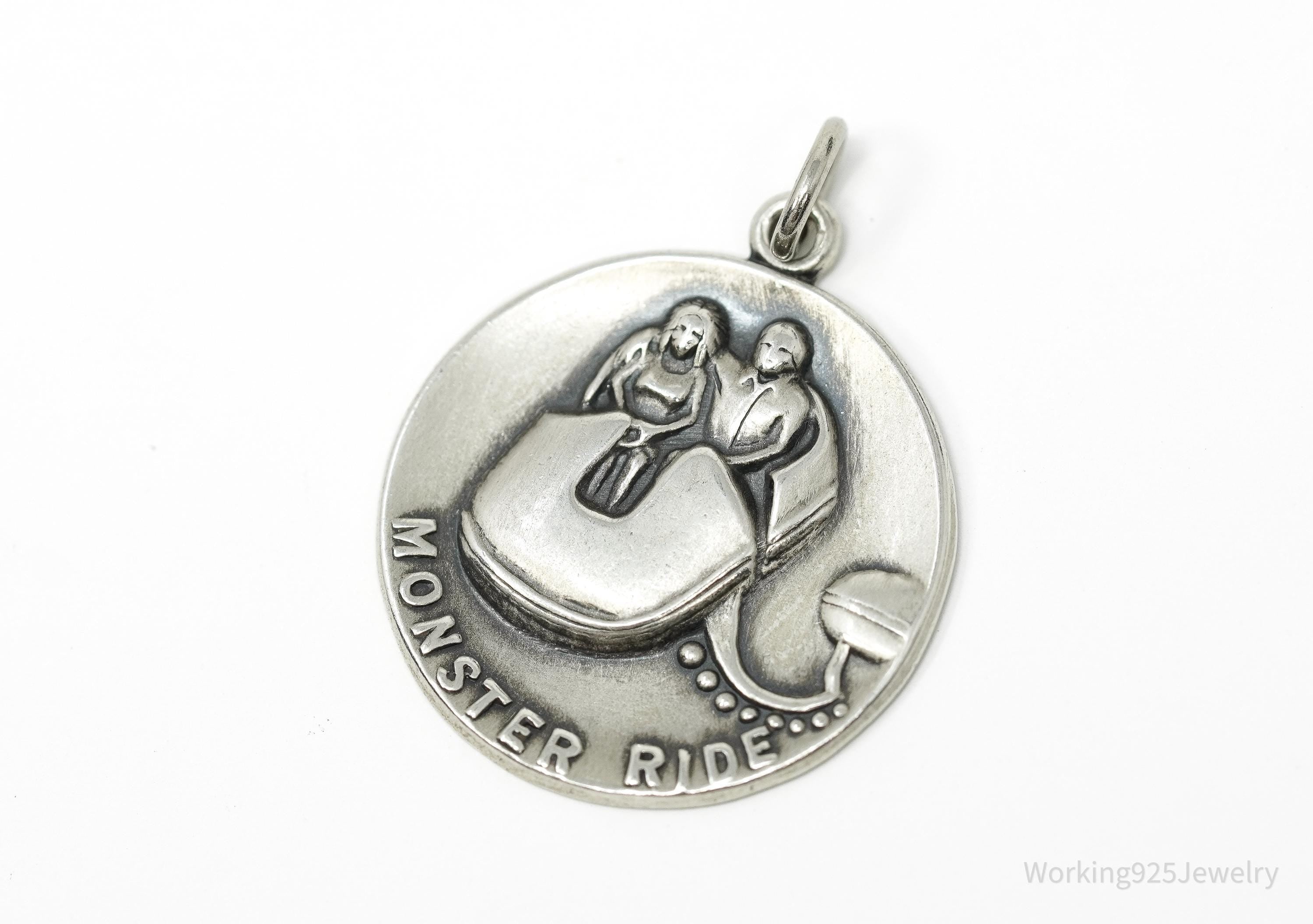 RARE Vintage Designer Bell Trading Monster Ride Sterling Silver Charm Pendant 1"