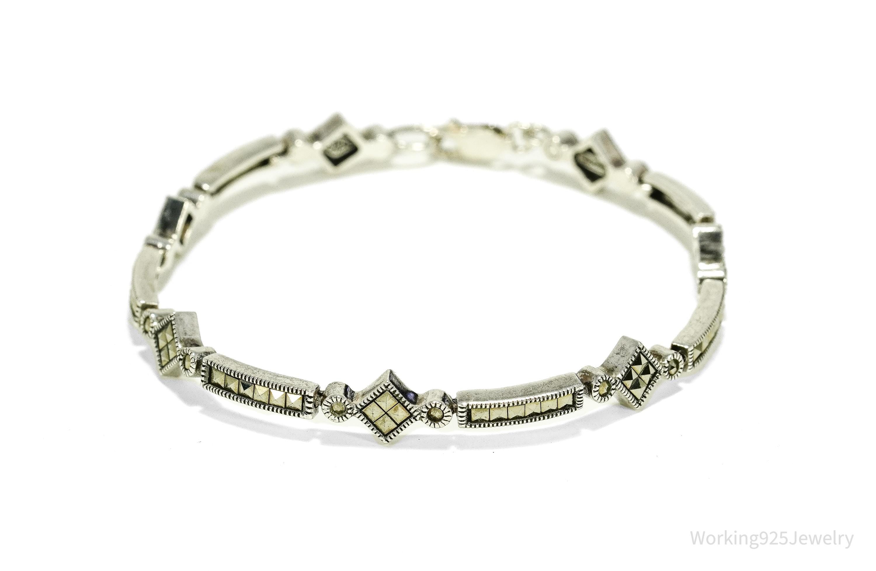 Vintage Judith Jack Marcasite Sterling Silver Bracelet 7 3/8"