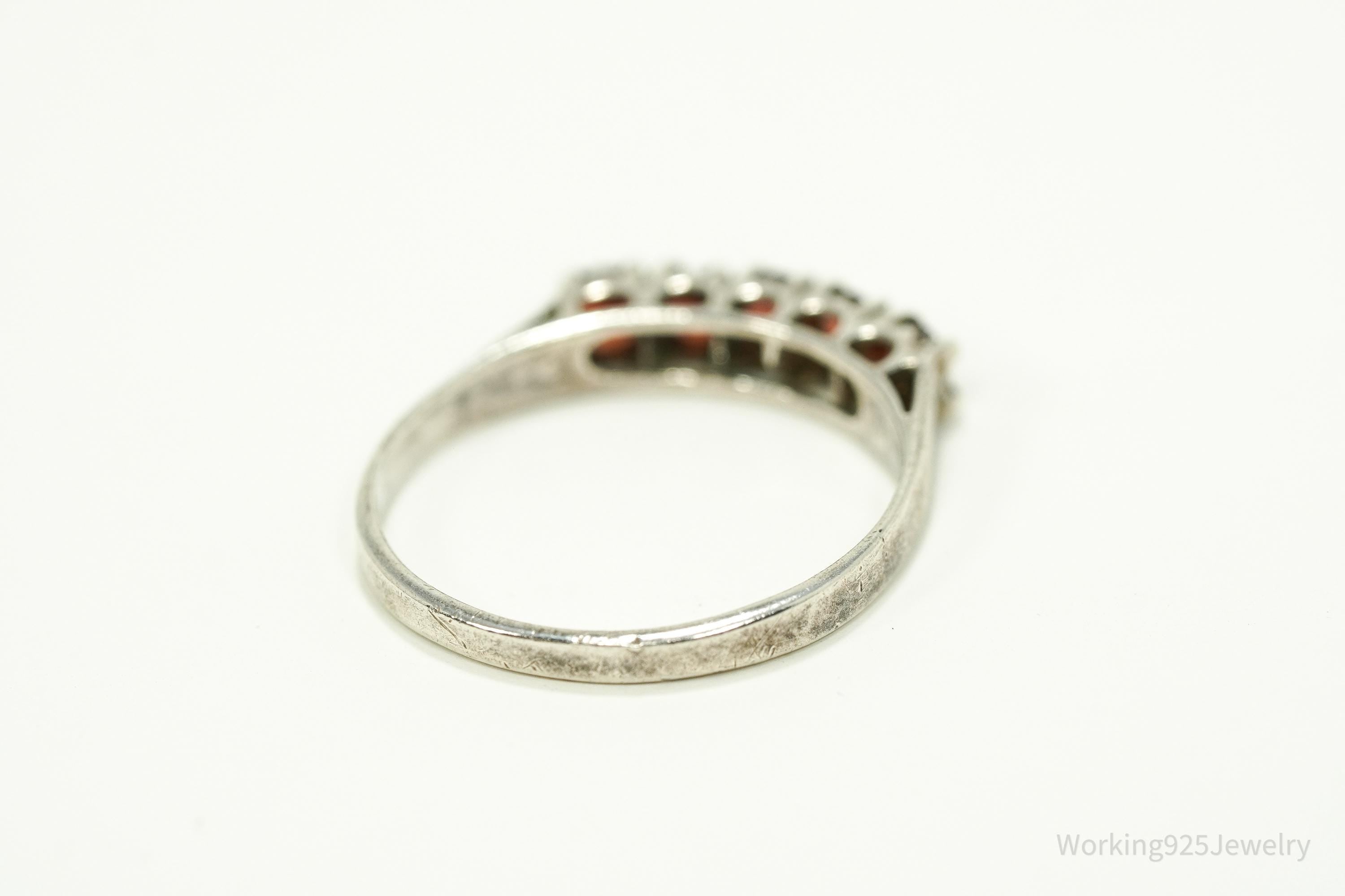 Vintage Garnet Sterling Silver Ring - Size 7.25