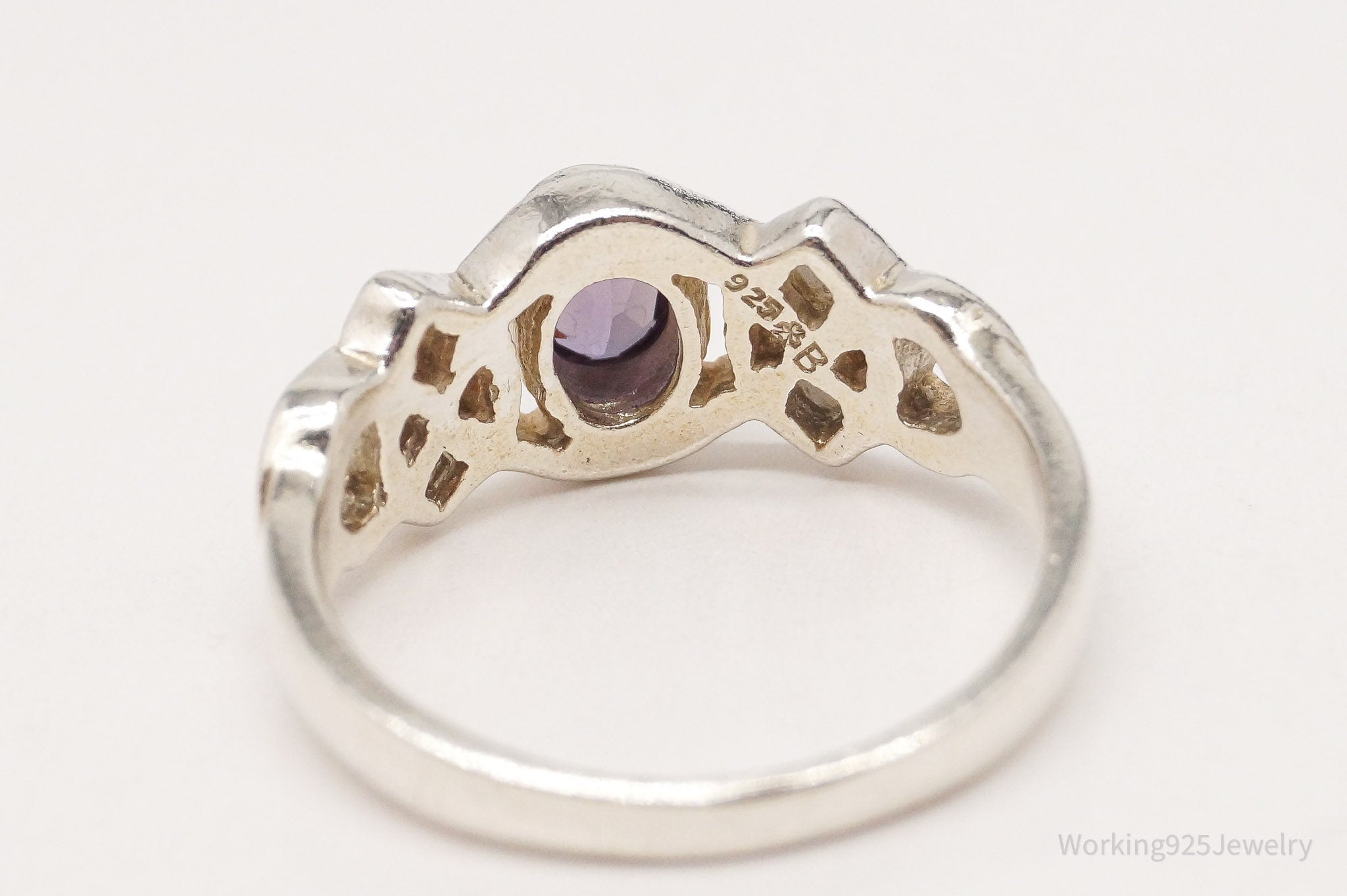 Vintage Synthetic Alexandrite Celtic Knot Sterling Silver Ring - Size 7