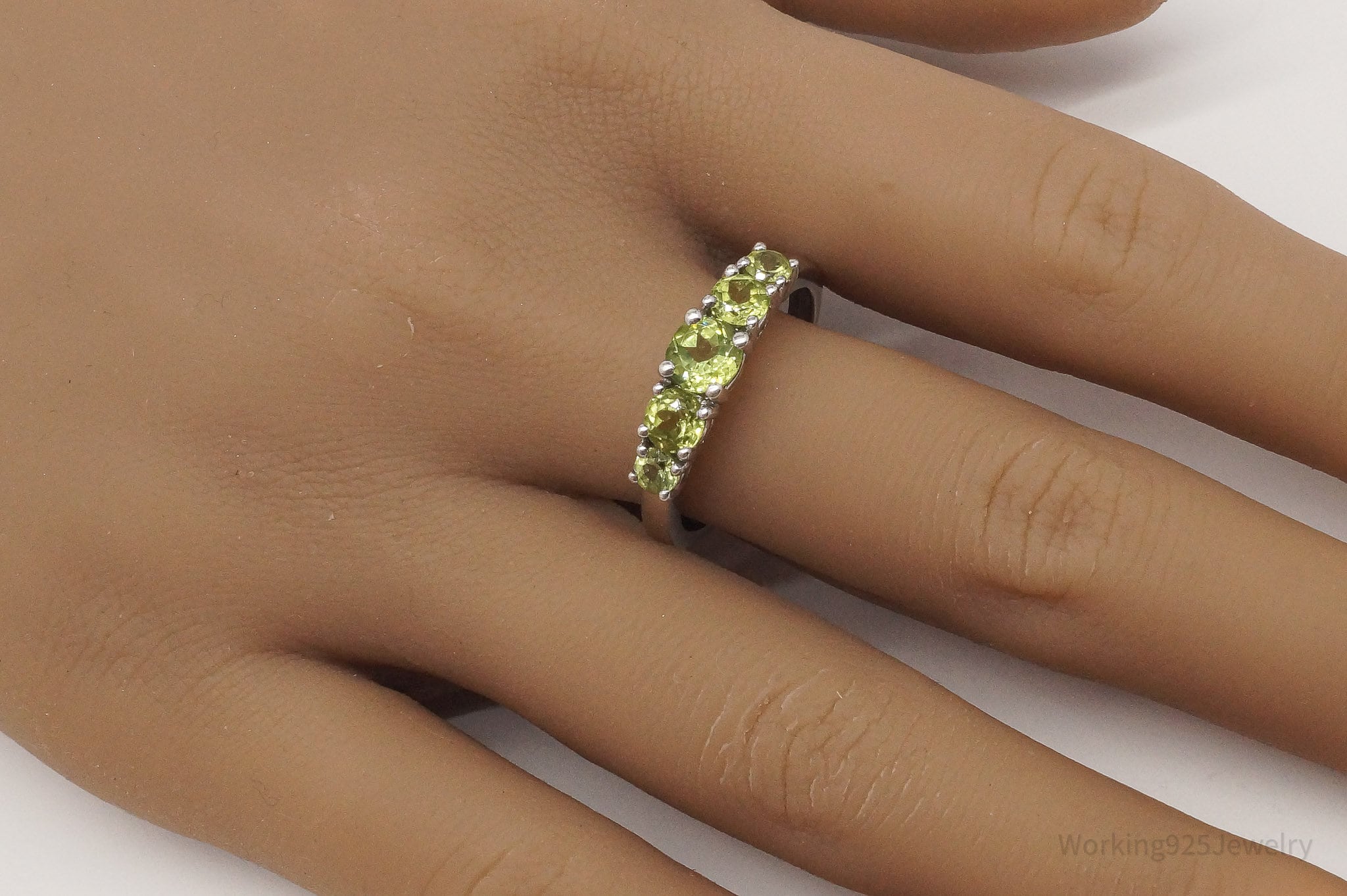 Vintage Peridot Sterling Silver Ring - Size 10