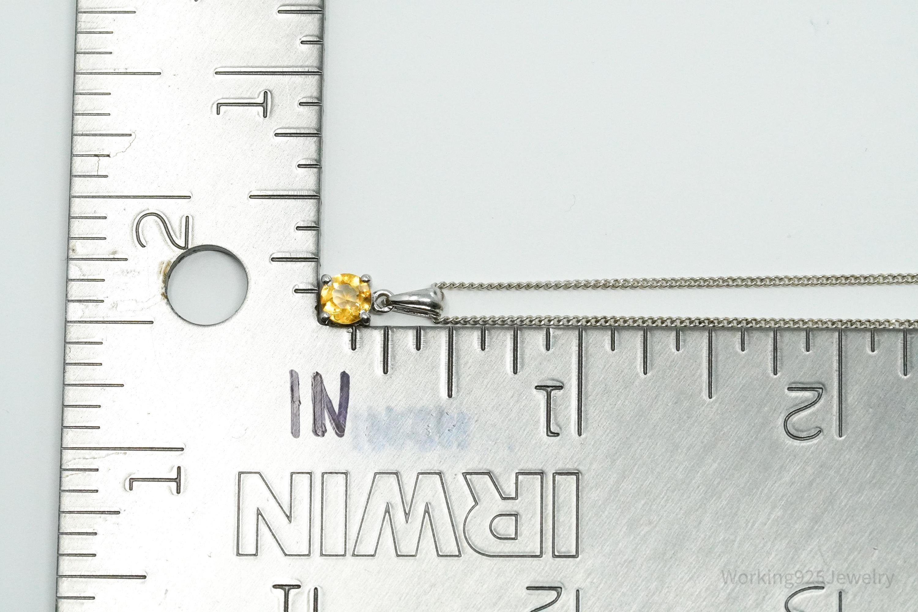 Vintage Citrine Sterling Silver Necklace 19"