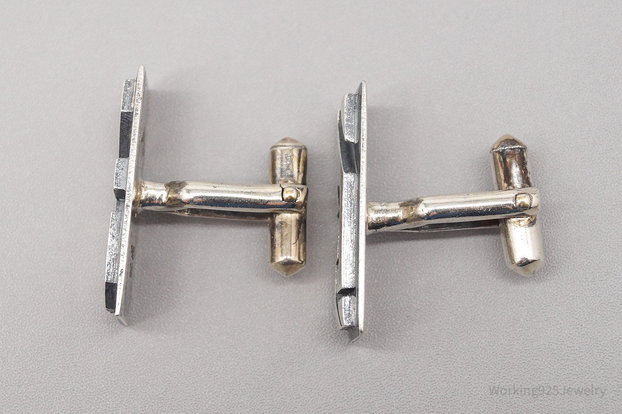 RARE Vintage Mexican Modernist Antonio Pineda Silver Mid Century Cuff Links