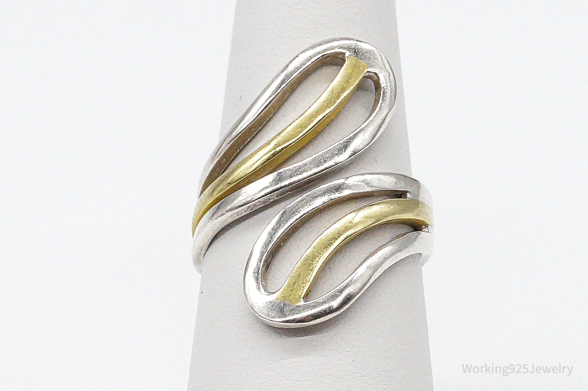 Vintage Mexico Gold Vermeil Sterling Silver Wrap Ring - Size 6.75