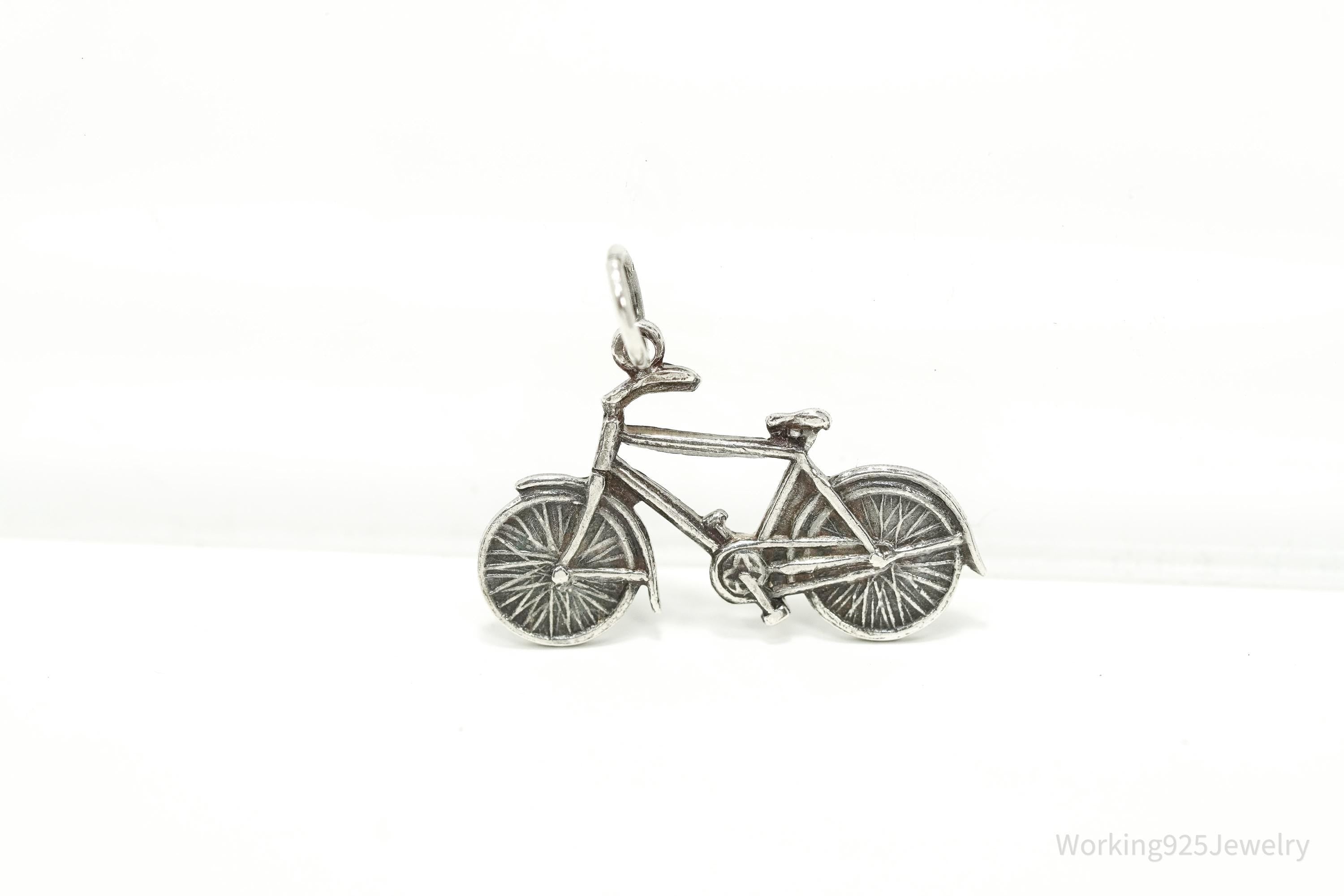 Vintage Bicycle Sterling Silver Charm Pendant